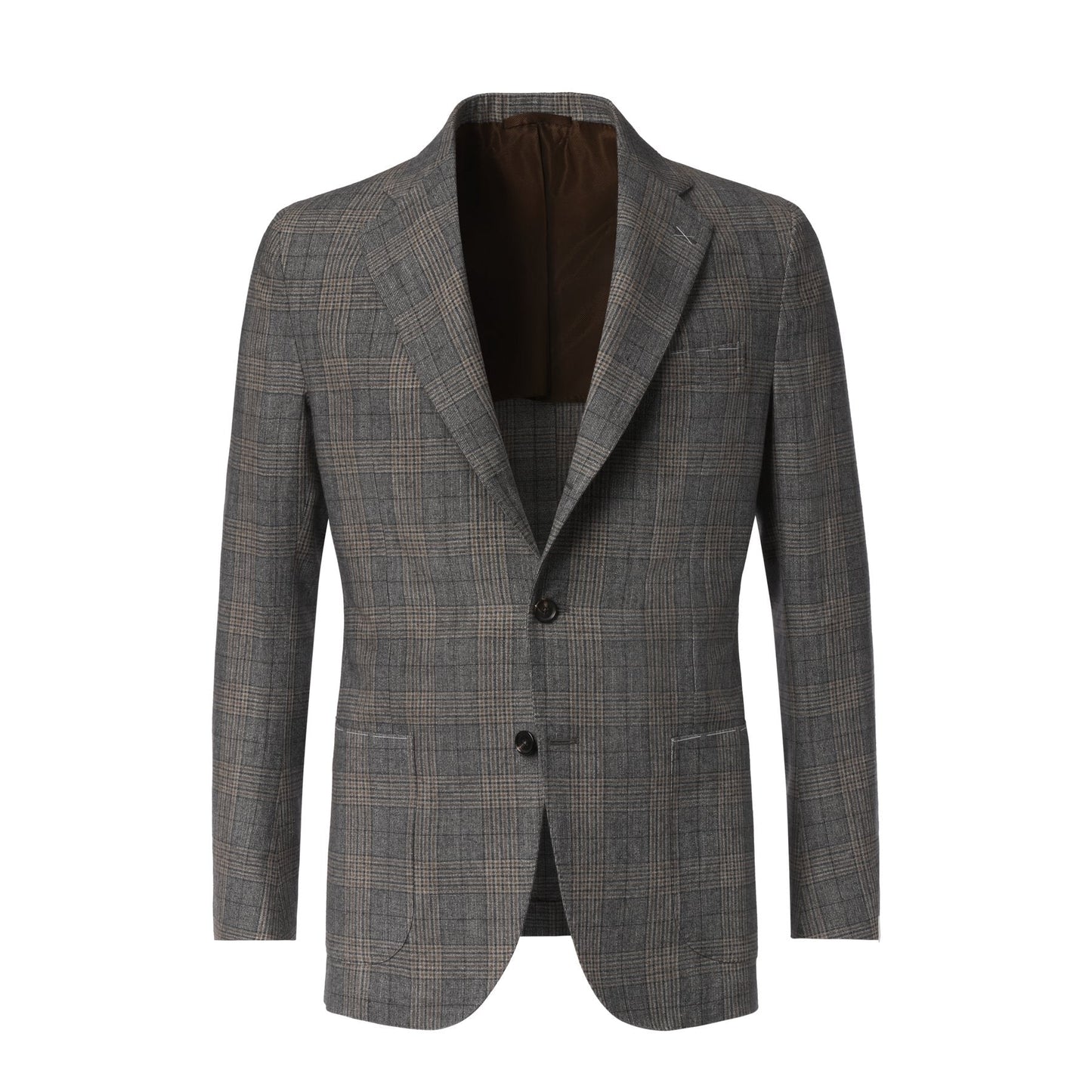 De Petrillo Single-Breasted Glencheck Wool and Silk-Blend Jacket in Light Grey. Exclusively Made for Sartale - SARTALE