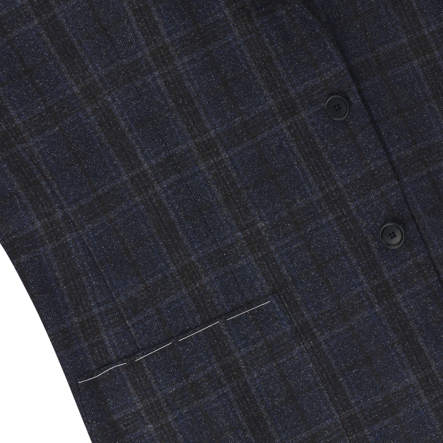 De Petrillo Single-Breasted Plaid Check Wool Jacket in Dark Blue. Exclusively Made for Sartale - SARTALE