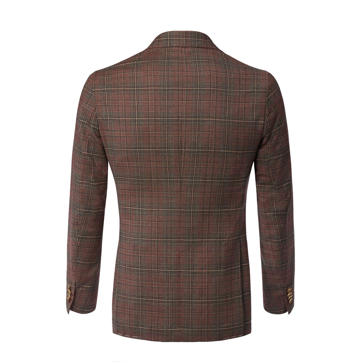 De Petrillo Single-Breasted Glencheck Wool Jacket in Burgundy. Exclusively Made for Sartale - SARTALE