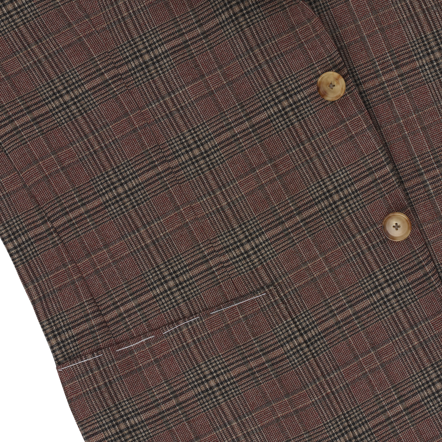 De Petrillo Single-Breasted Glencheck Wool Jacket in Burgundy. Exclusively Made for Sartale - SARTALE