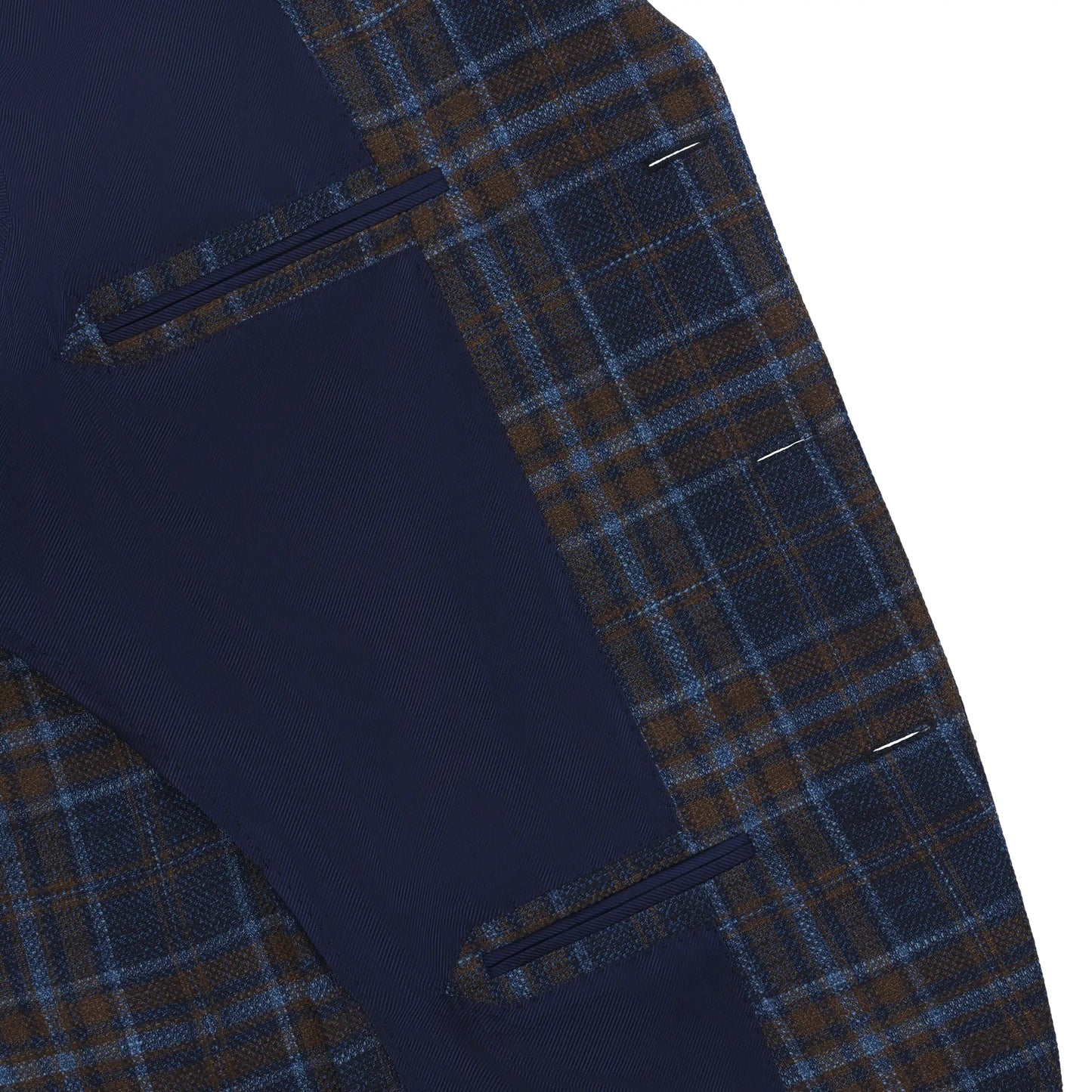 Single-Breasted Glencheck Wool-Blend Jacket in Brown and Blue