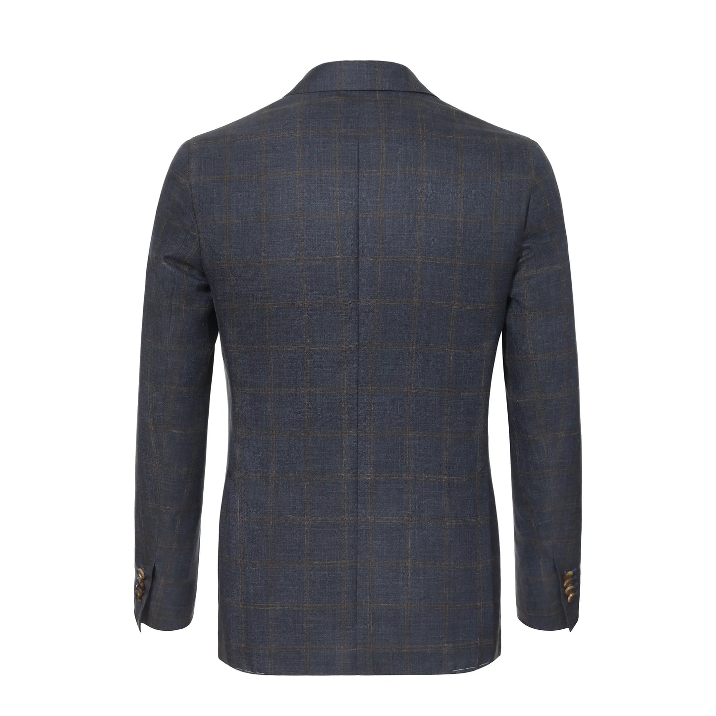 Single-Breasted Wool-Blend Jacket in Brown and Blue