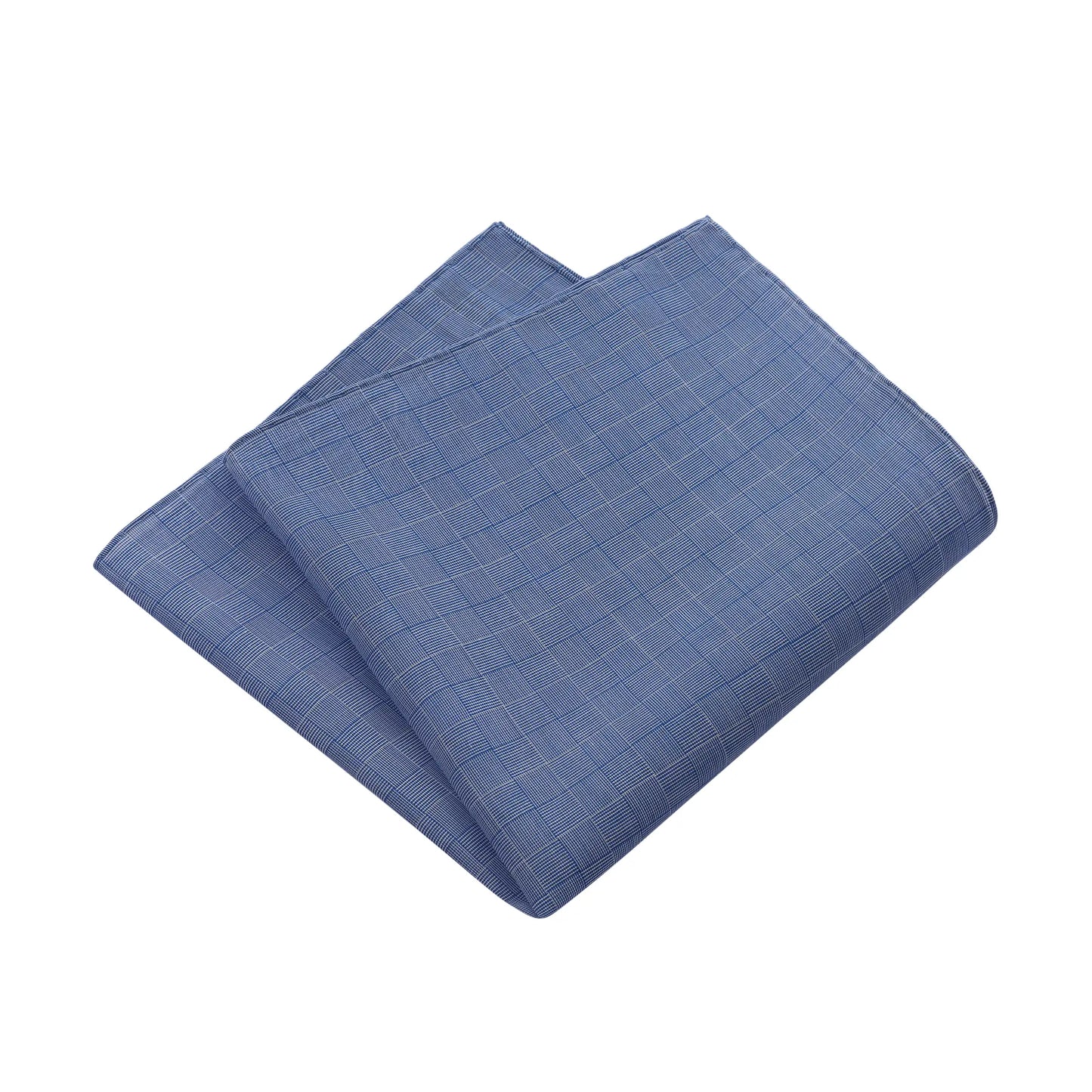 Checked Cotton Pocket Square in Blue