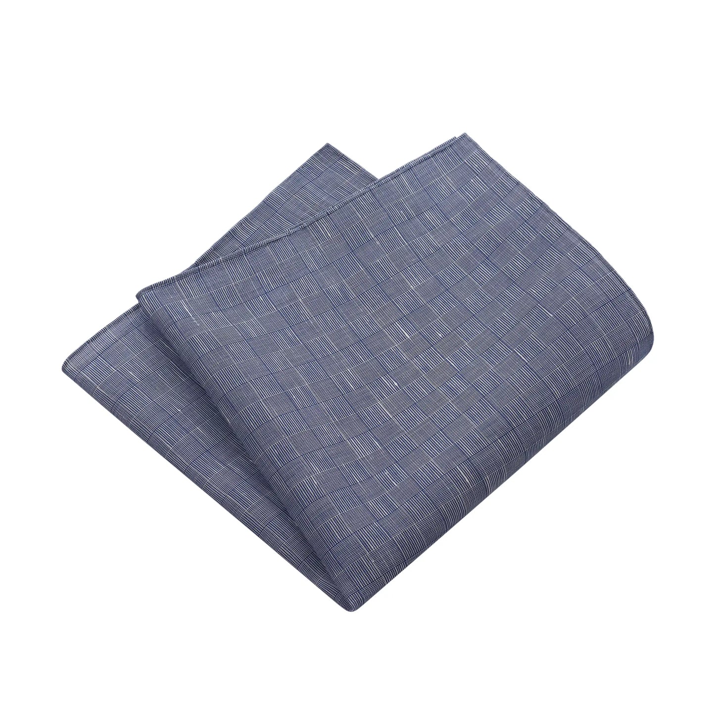 Checked Cotton-Blend Pocket Square in Greyish Blue
