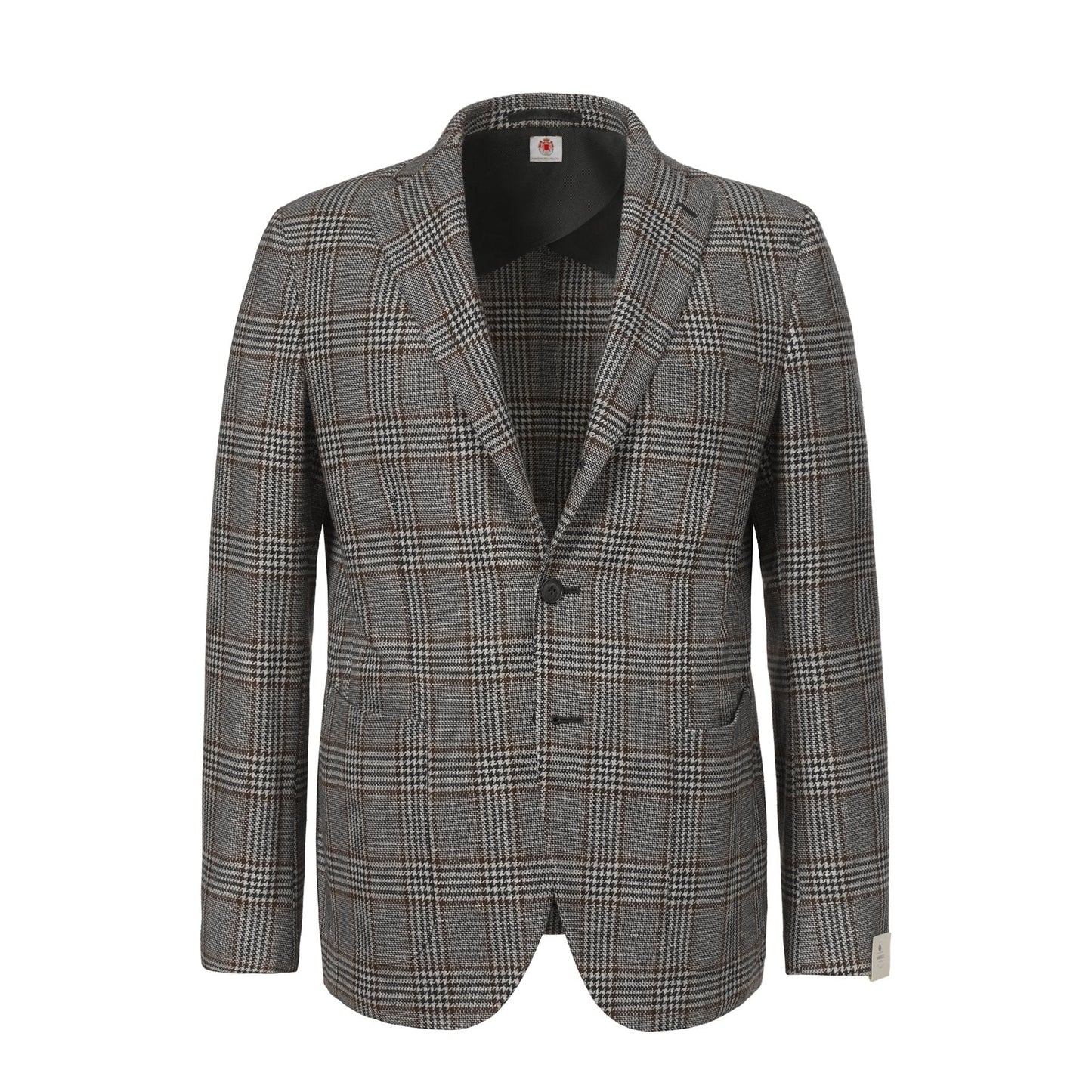 Luigi Borrelli Single-Breasted Houndstooth Virgin Wool, Cotton and Linen-Blend Jacket in Grey - SARTALE