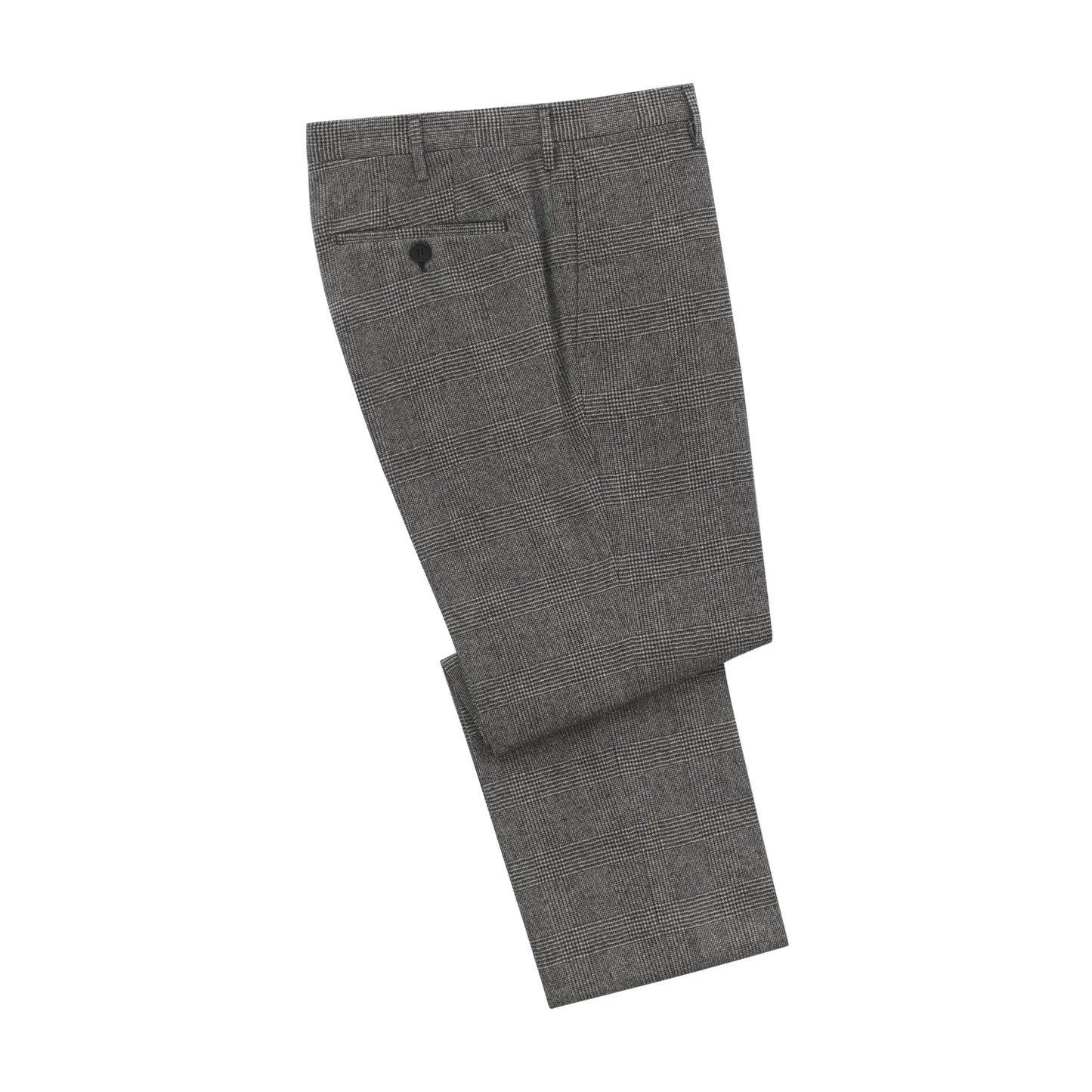 Regular-Fit Wool-Blend Prince of Wales Check Trousers in Grey
