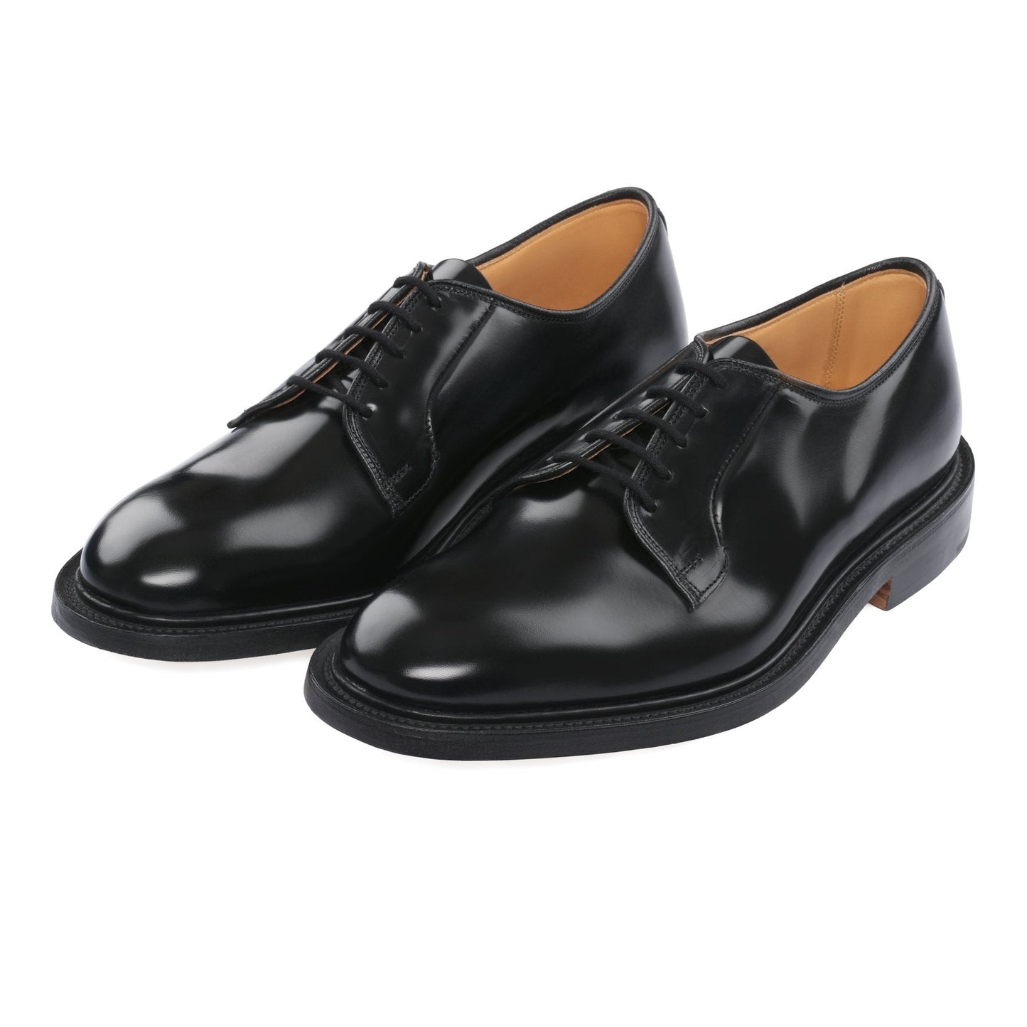 Tricker's "Robert" Plain Derby Leather Shoes in Black - SARTALE
