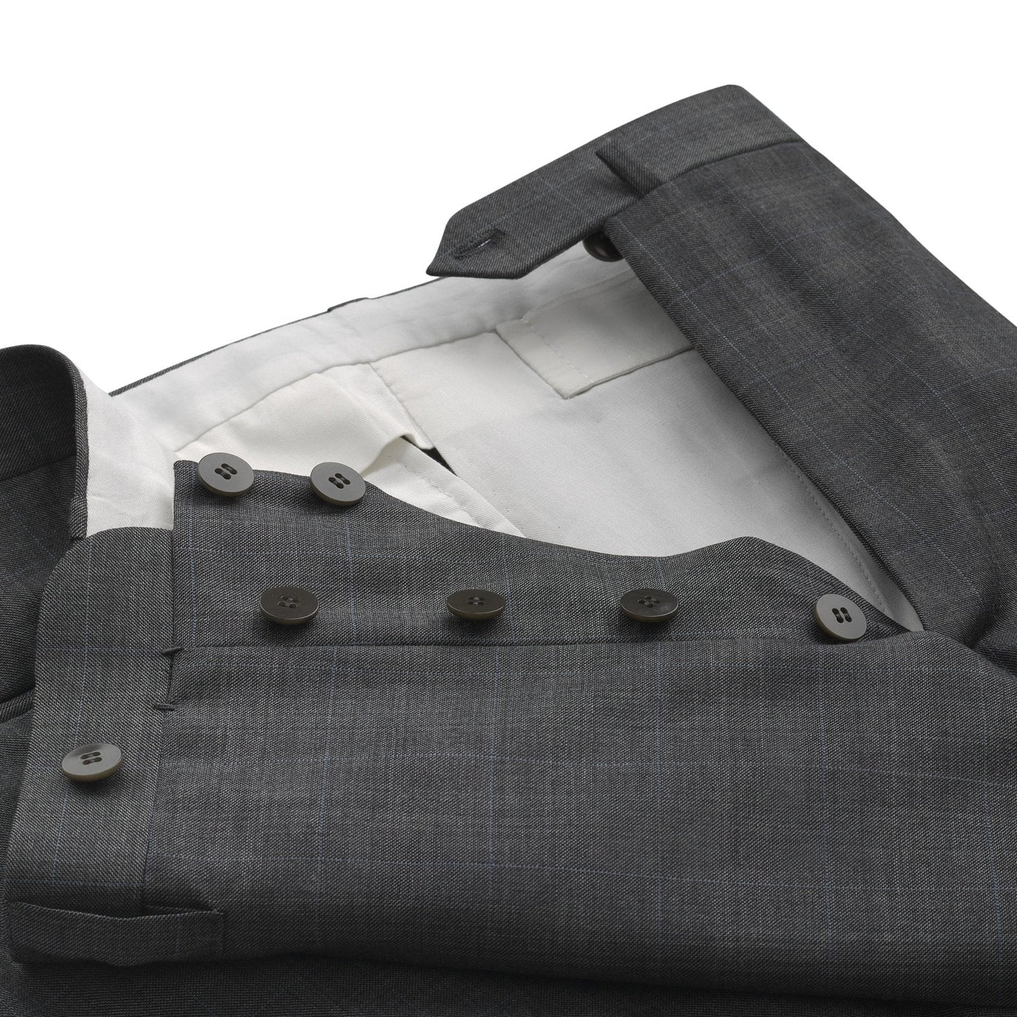 Cesare Attolini Single-Breasted Plaid Check Wool Suit in Grey - SARTALE