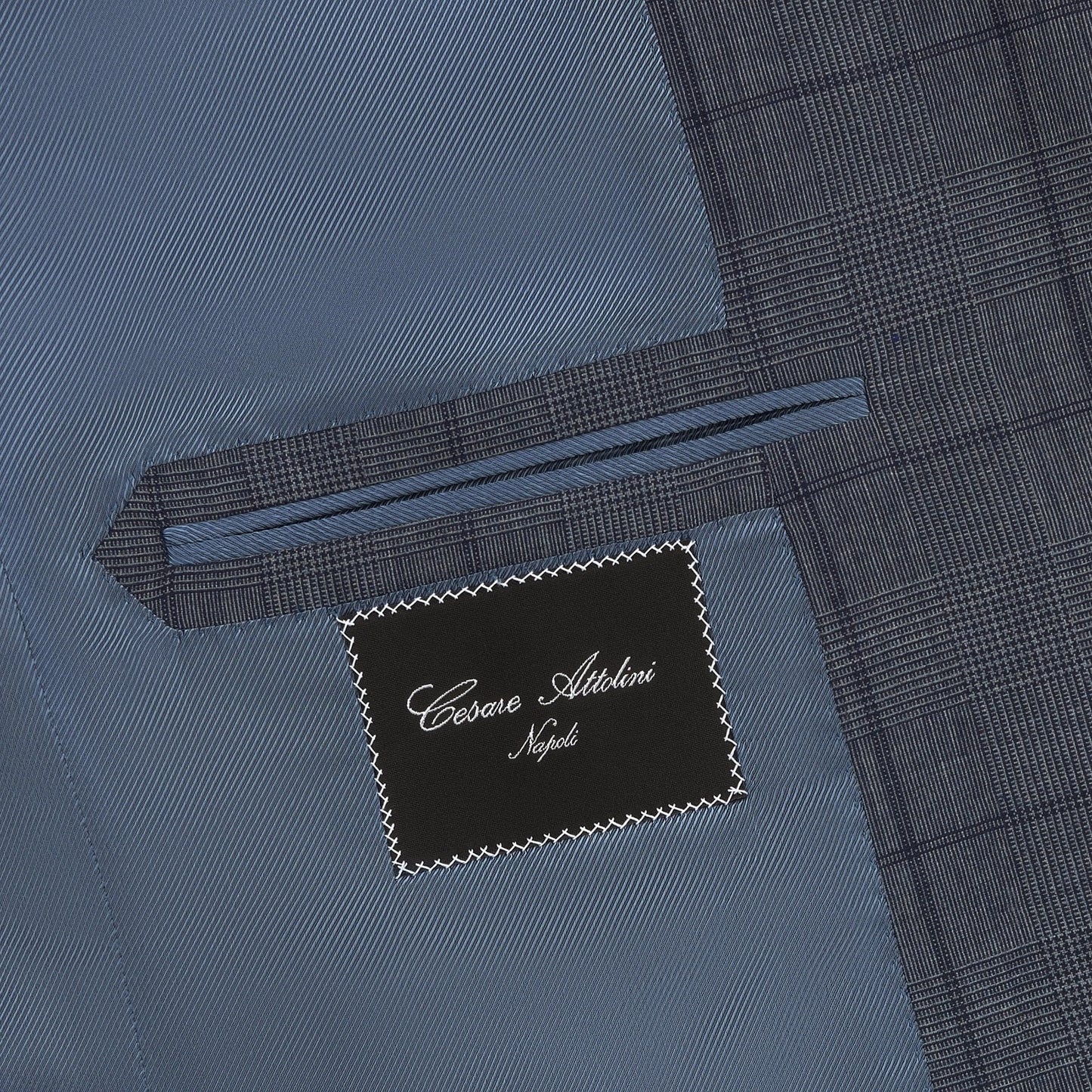 Cesare Attolini Three Pieces Glen-Check Wool and Cashmere-Blend Suit in Blue - SARTALE