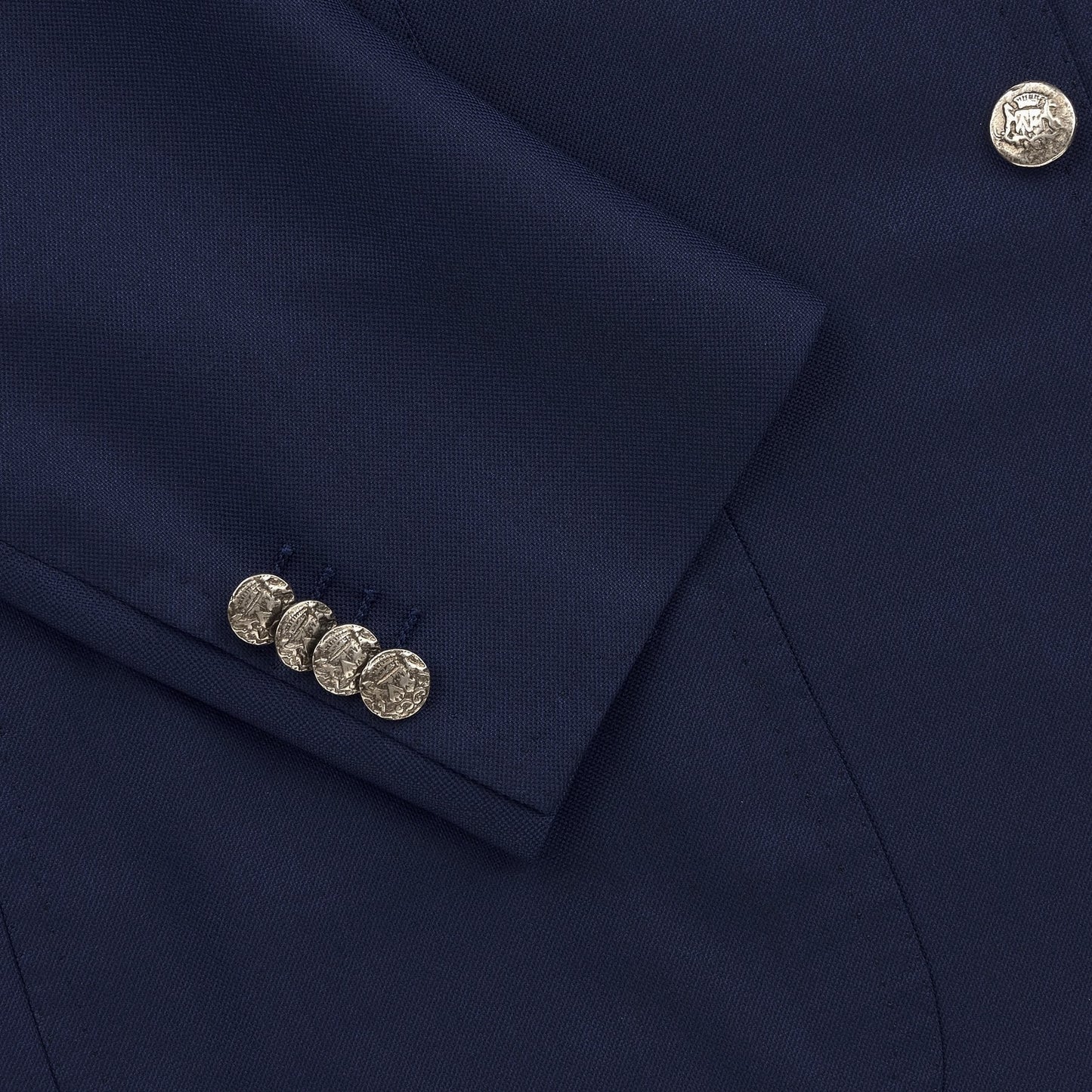 Single-Breasted Linen Club-Jacket in Dark Blue