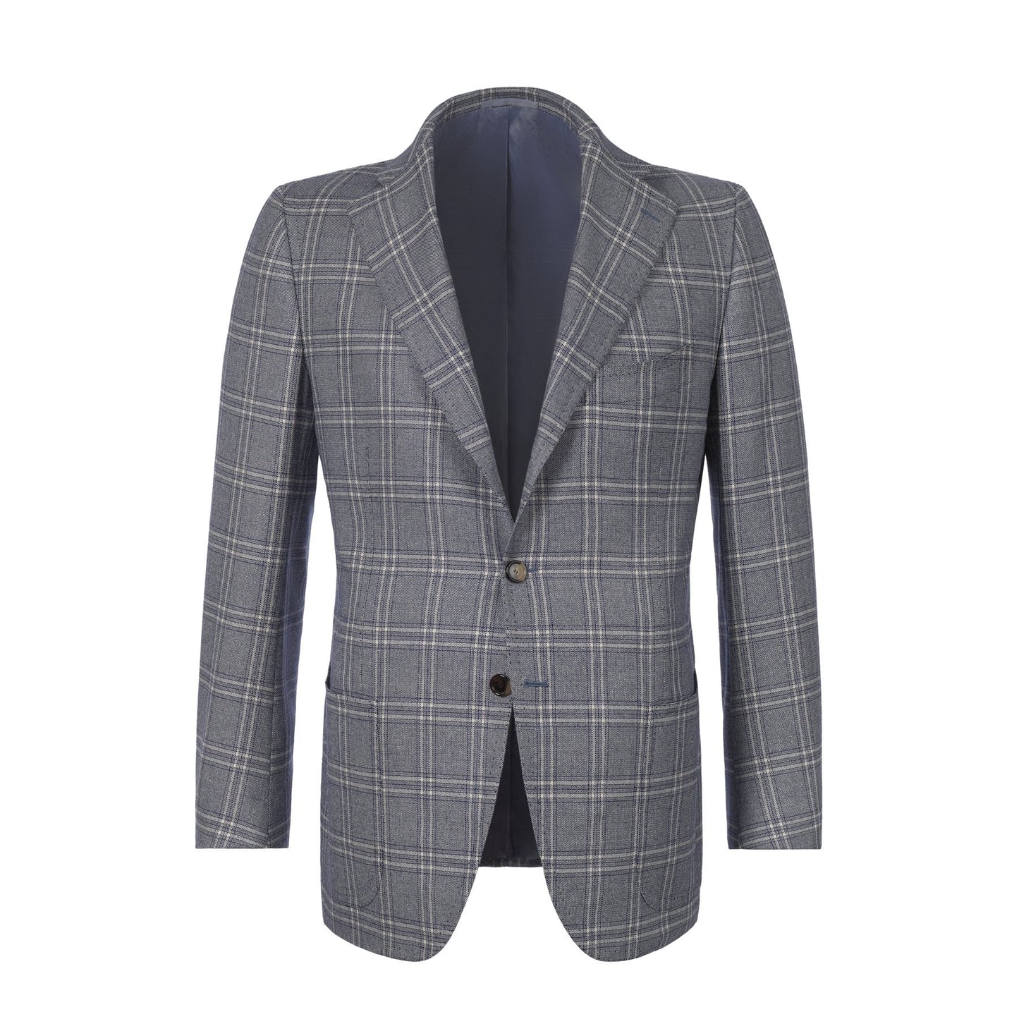 Cesare Attolini Single-Breasted Wool and Silk-Blend Checked Jacket in Light Blue - SARTALE