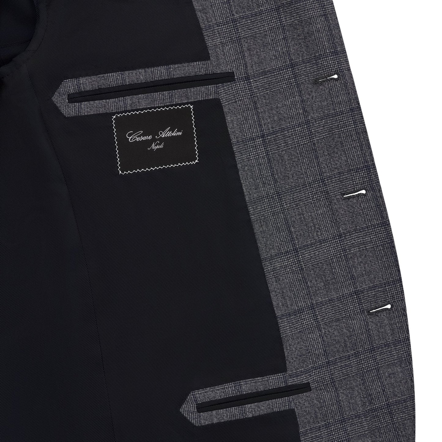 Single-Breasted Glen-Check Wool and Cashmere-Blend Suit in Grey Cesare Attolini - Sartale