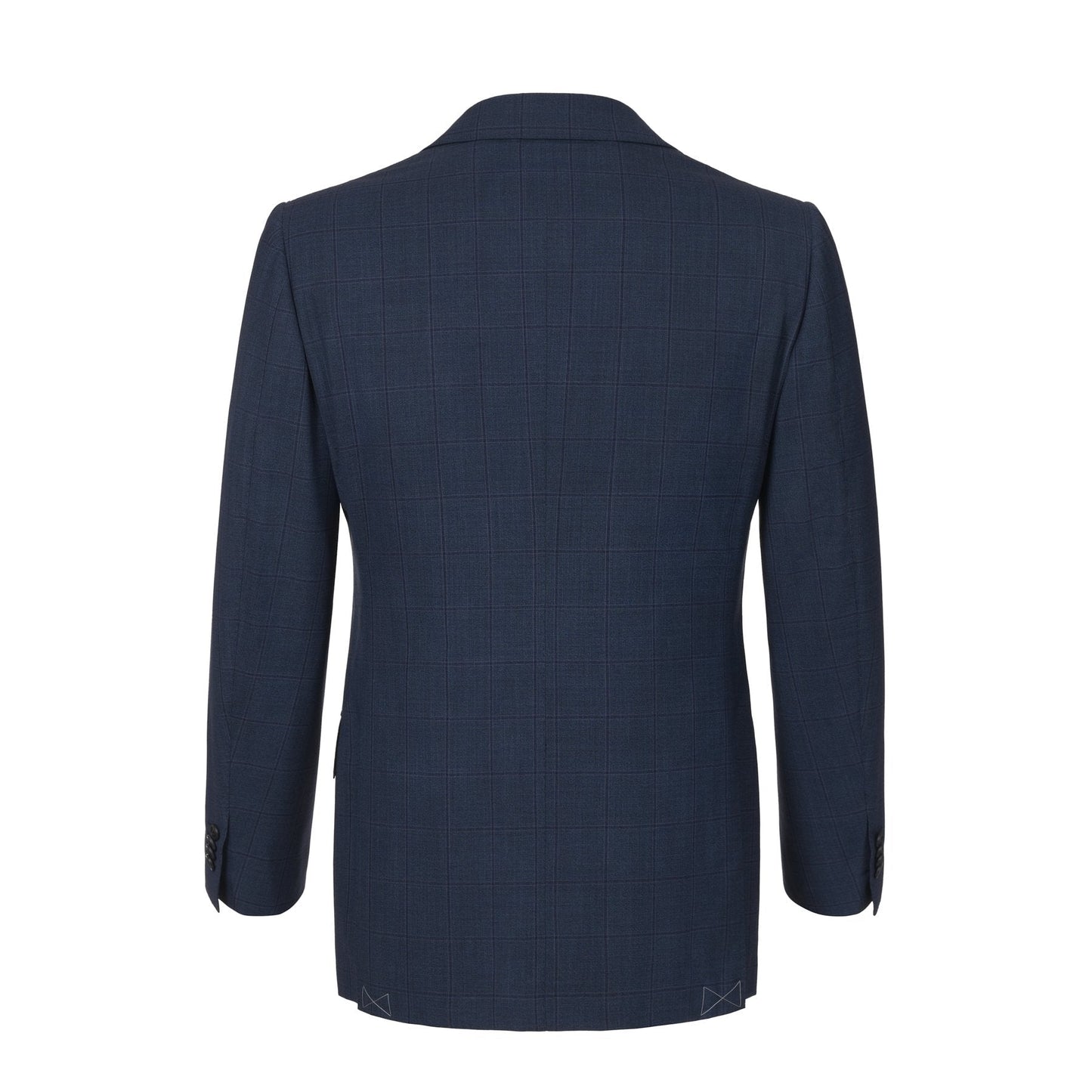 Cesare Attolini Single-Breasted Windowpane Checked Wool Suit in Dark Blue - SARTALE