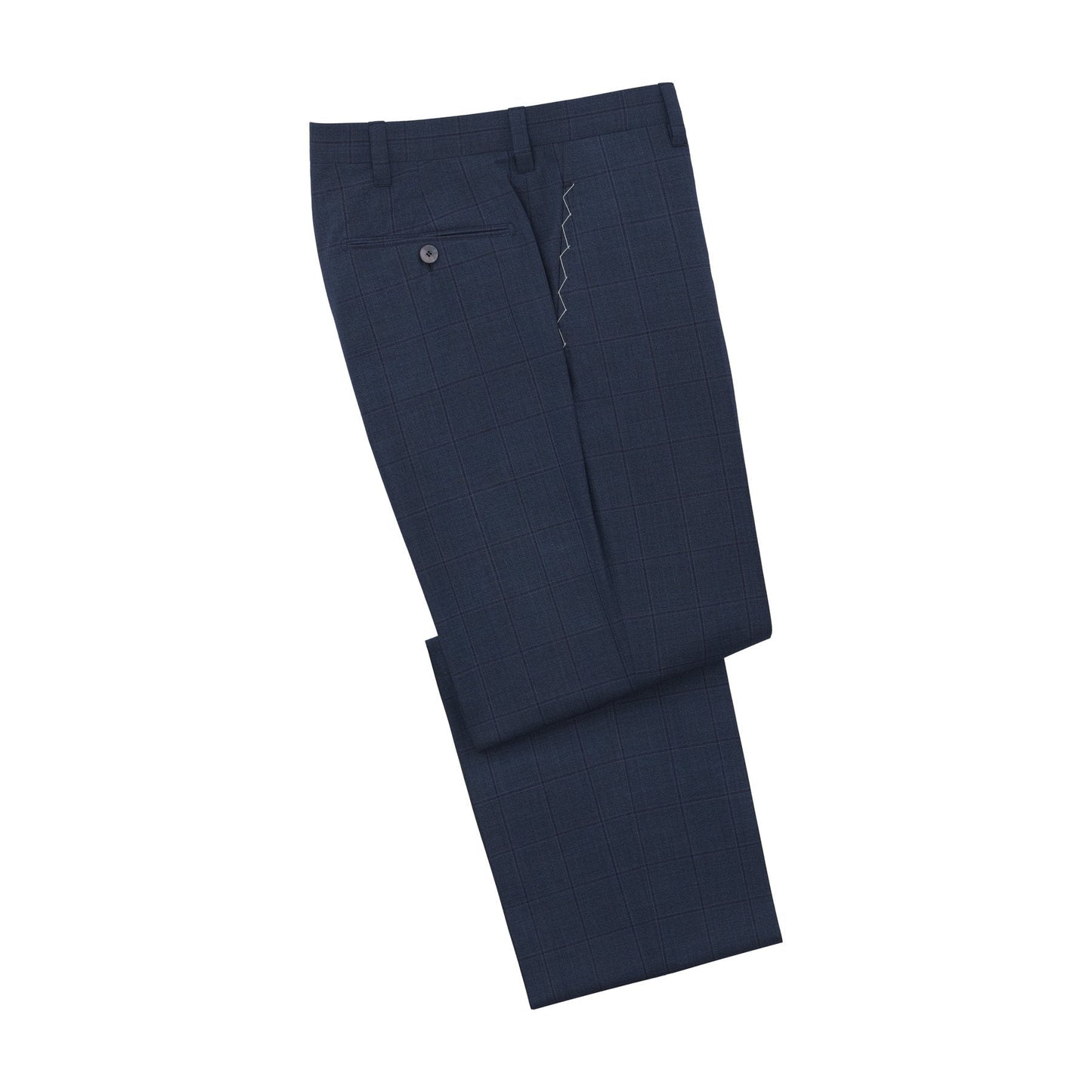 Cesare Attolini Single-Breasted Windowpane Checked Wool Suit in Dark Blue - SARTALE