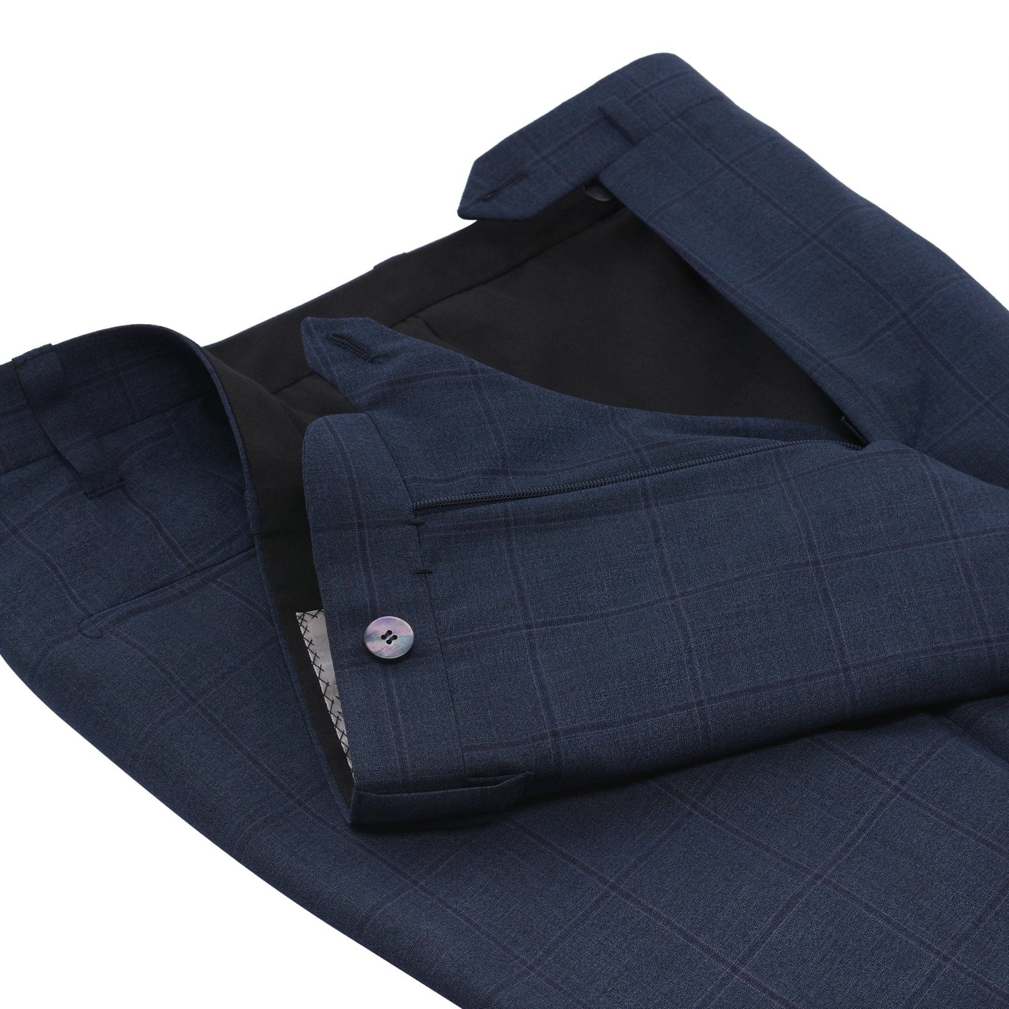 Cesare Attolini Single-Breasted Windowpane Checked Wool Suit in Dark Blue - SARTALE