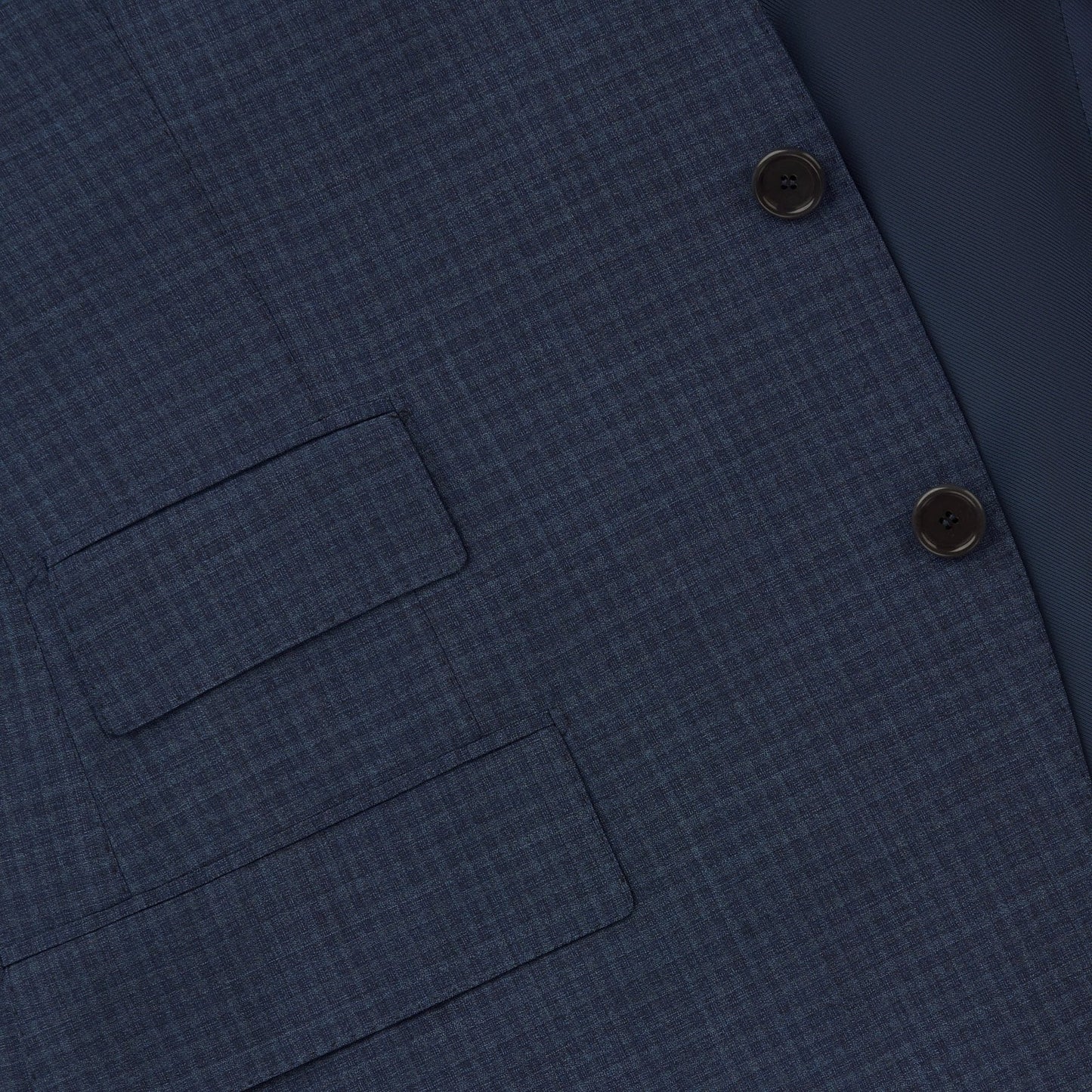 Single-Breasted Shepherd’s-Check Wool Suit in Dark Blue