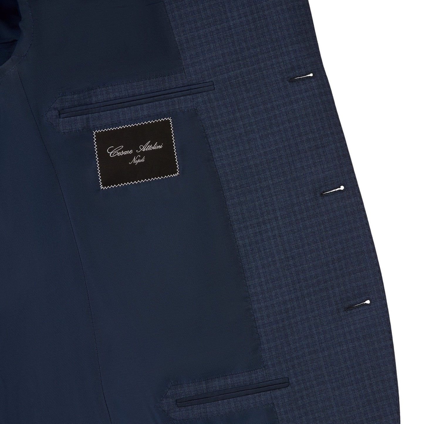 Single-Breasted Shepherd’s-Check Wool Suit in Dark Blue