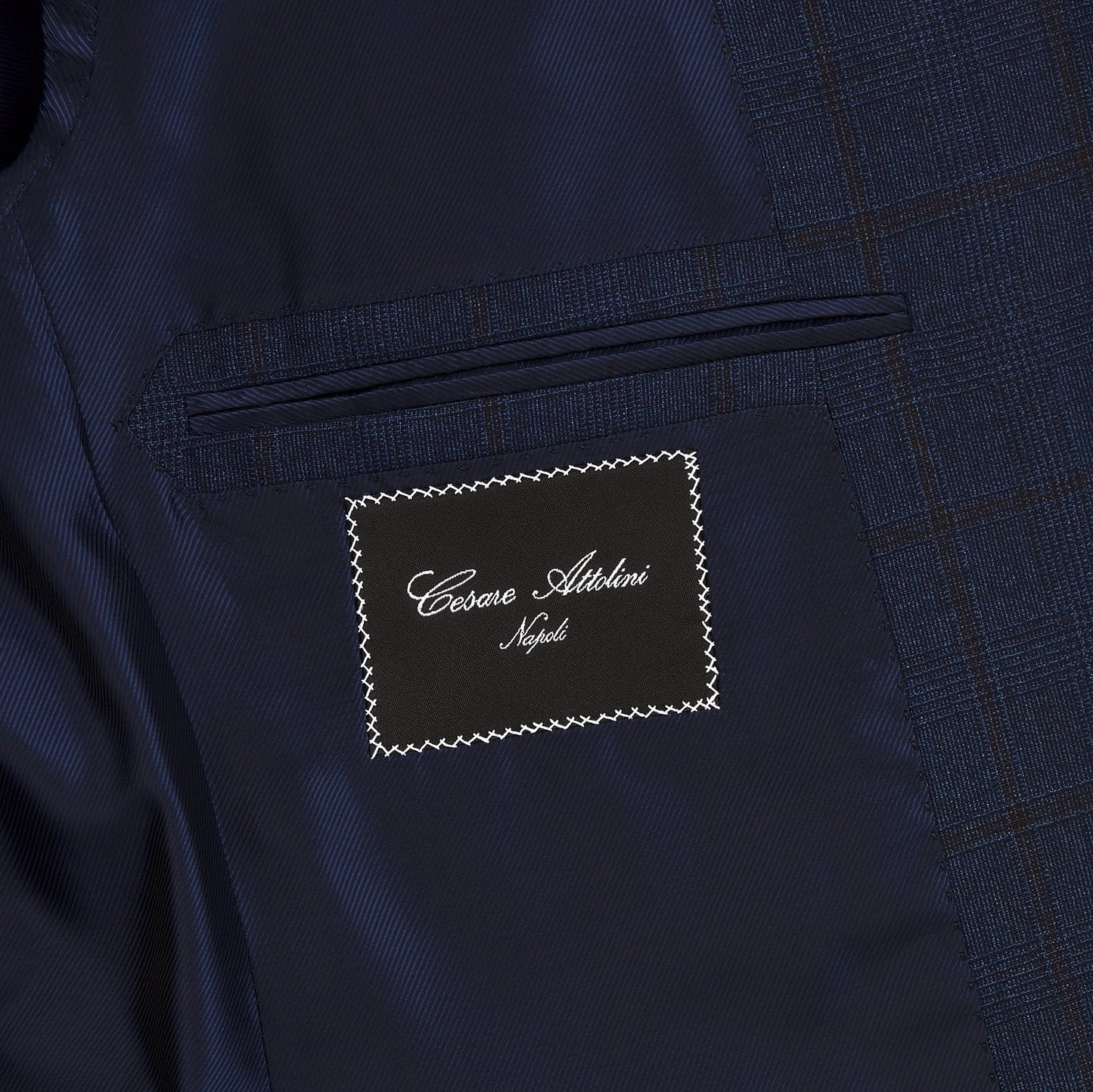 Single-Breasted Glen-Check Wool and Cashmere-Blend Suit in Dark Blue