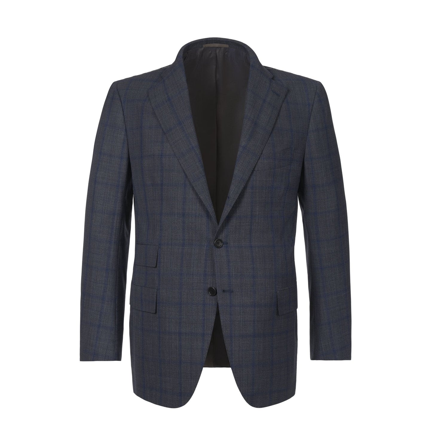 Cesare Attolini Single-Breasted Plaid-Check Wool Suit in Grey - SARTALE