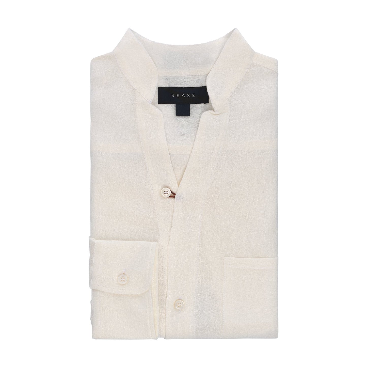 Sease Linen Henley Shirt in White - SARTALE