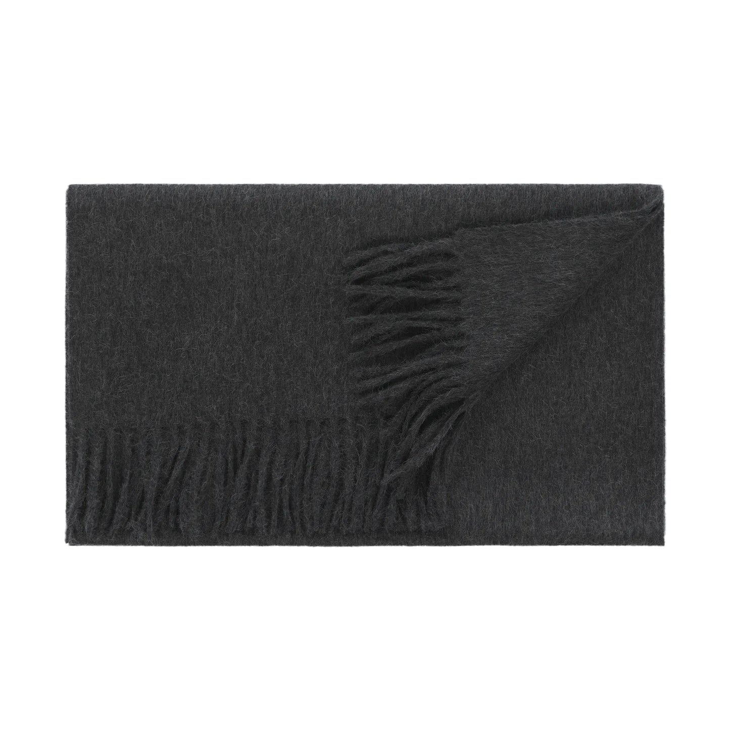 Fringed Wool Scarf in Grey