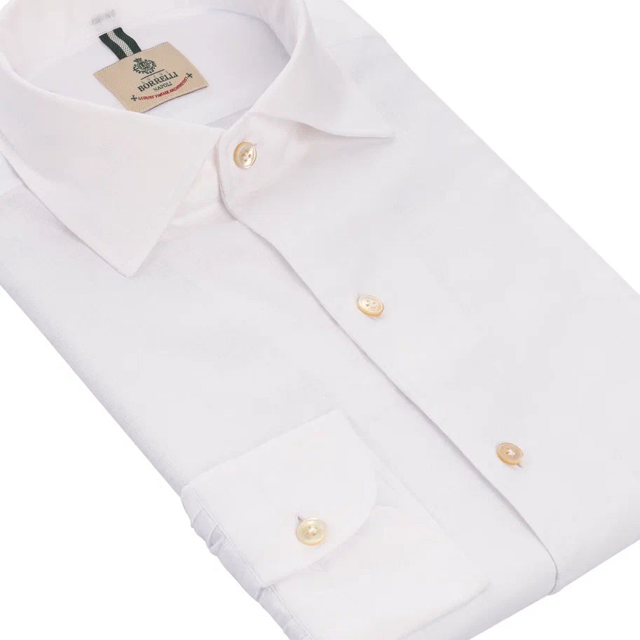 Luigi Borrelli Linen and Cotton-Blend White Shirt - SARTALE