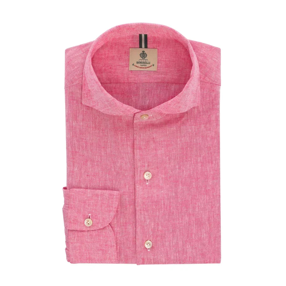 Luigi Borrelli Linen and Cotton-Blend Shirt in Pink - SARTALE