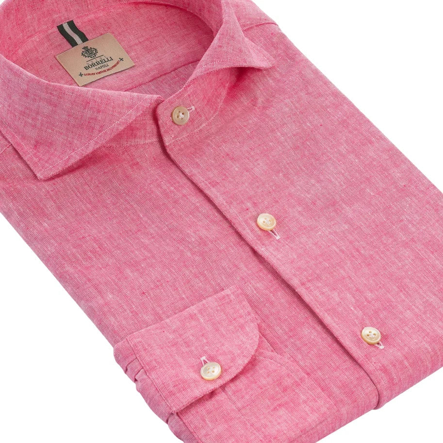 Luigi Borrelli Linen and Cotton-Blend Shirt in Pink - SARTALE