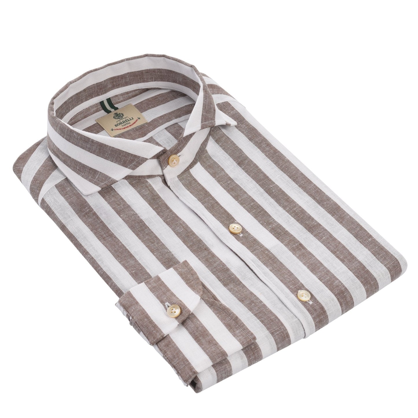 Luigi Borrelli Striped Linen and Cotton-Blend Shirt in Brown - SARTALE