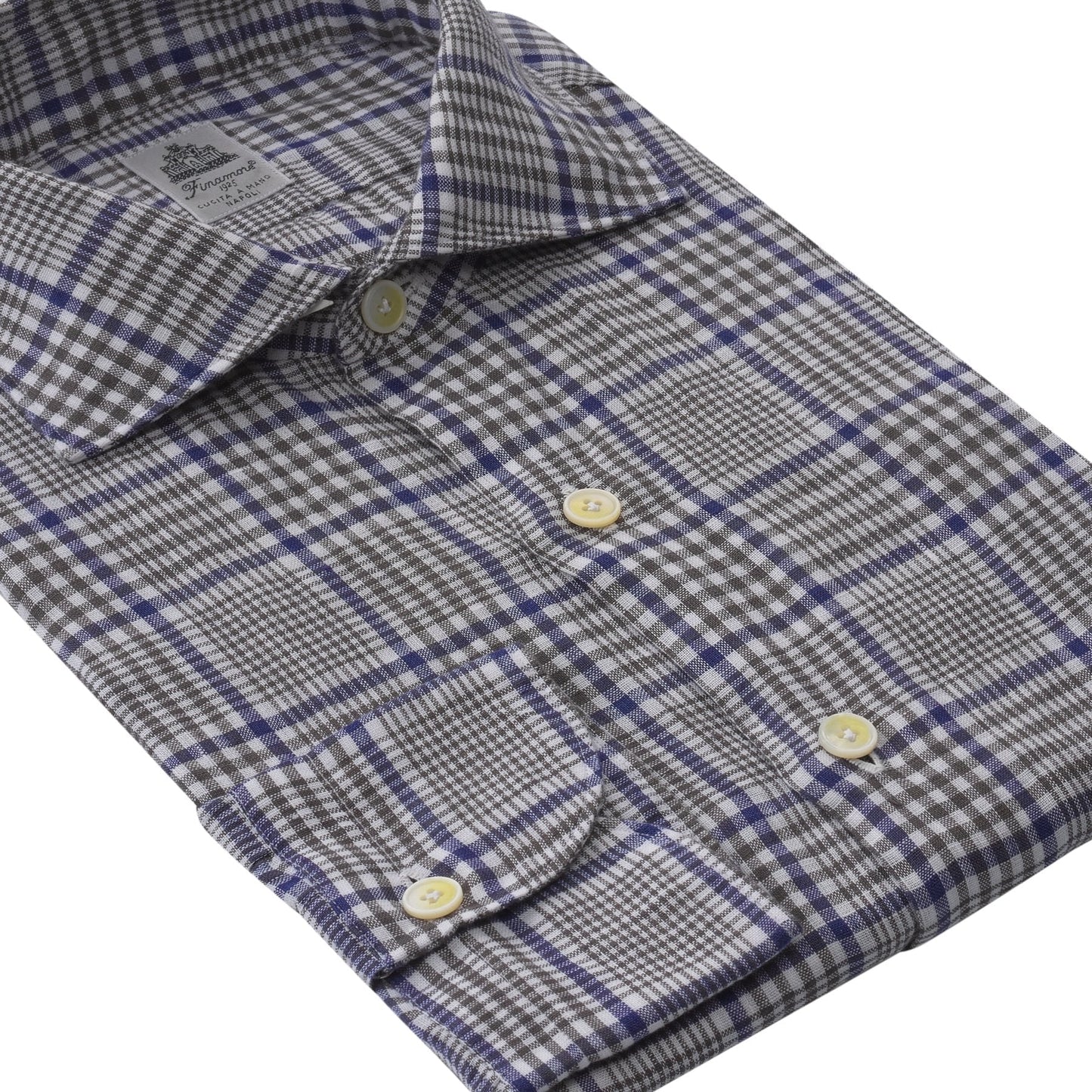 Finamore Checked Linen Shirt in Grey - SARTALE