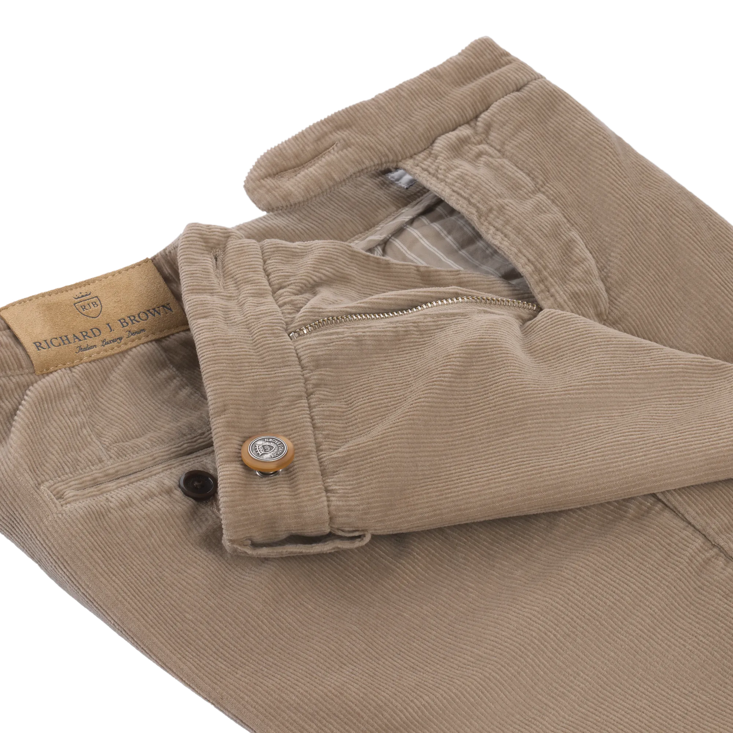 Slim-Fit Stretch-Cotton Velvet Trousers in Camel Brown