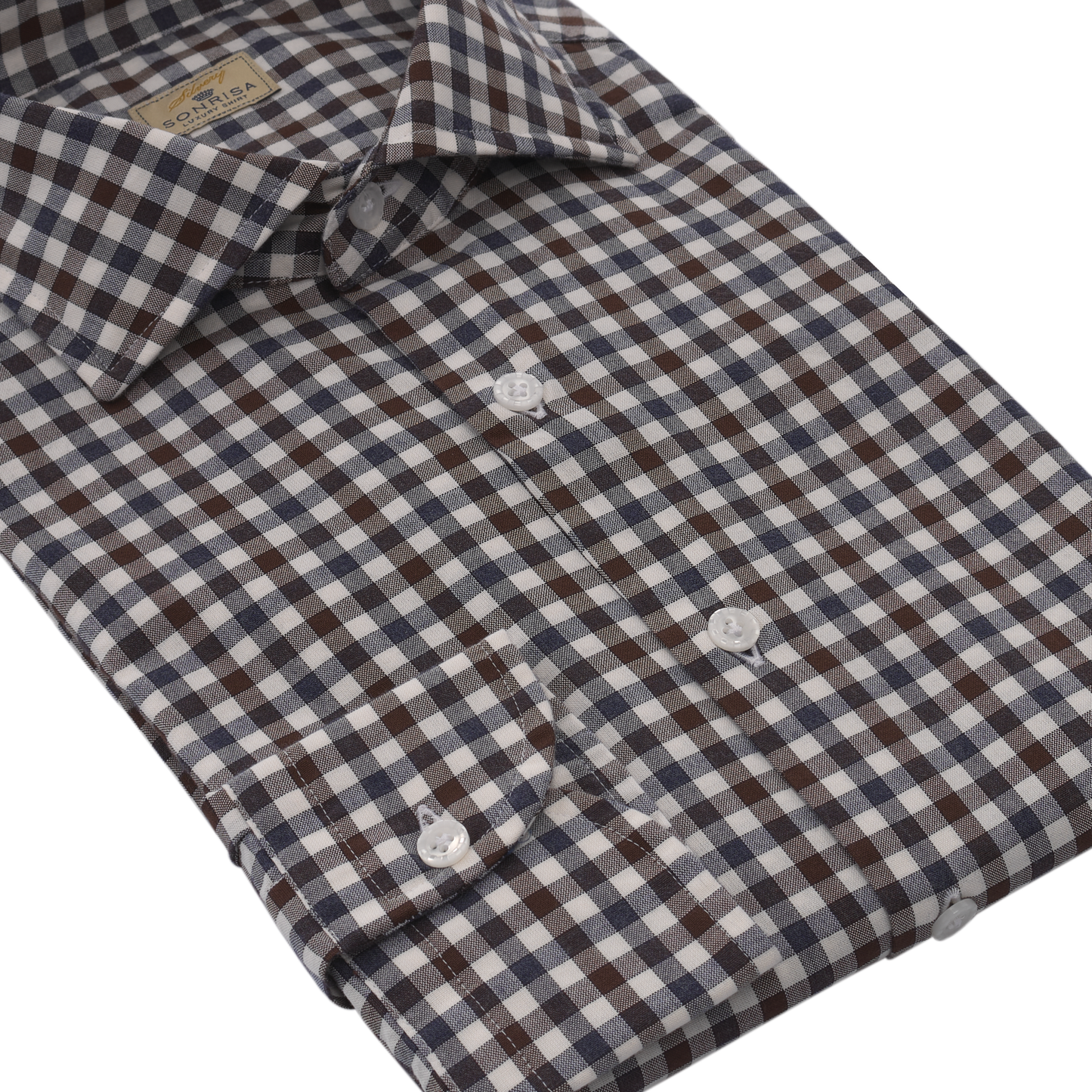 Sonrisa Checked Cotton Shirt in Brown - SARTALE