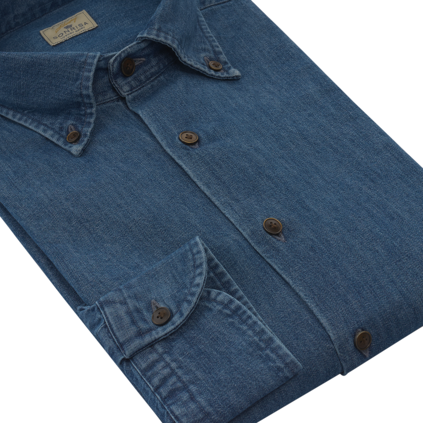 Sonrisa Cotton Shirt in Denim Blue - SARTALE