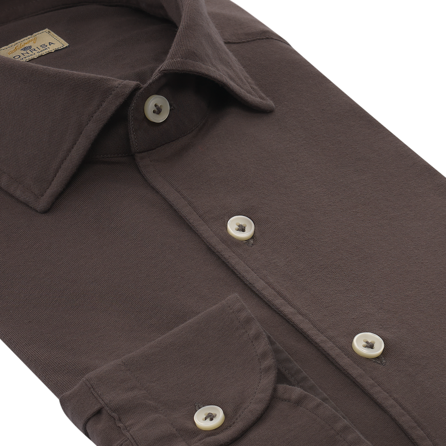 Slim-Fit Cotton-Jersey Shirt / Big Size in Dark Brown