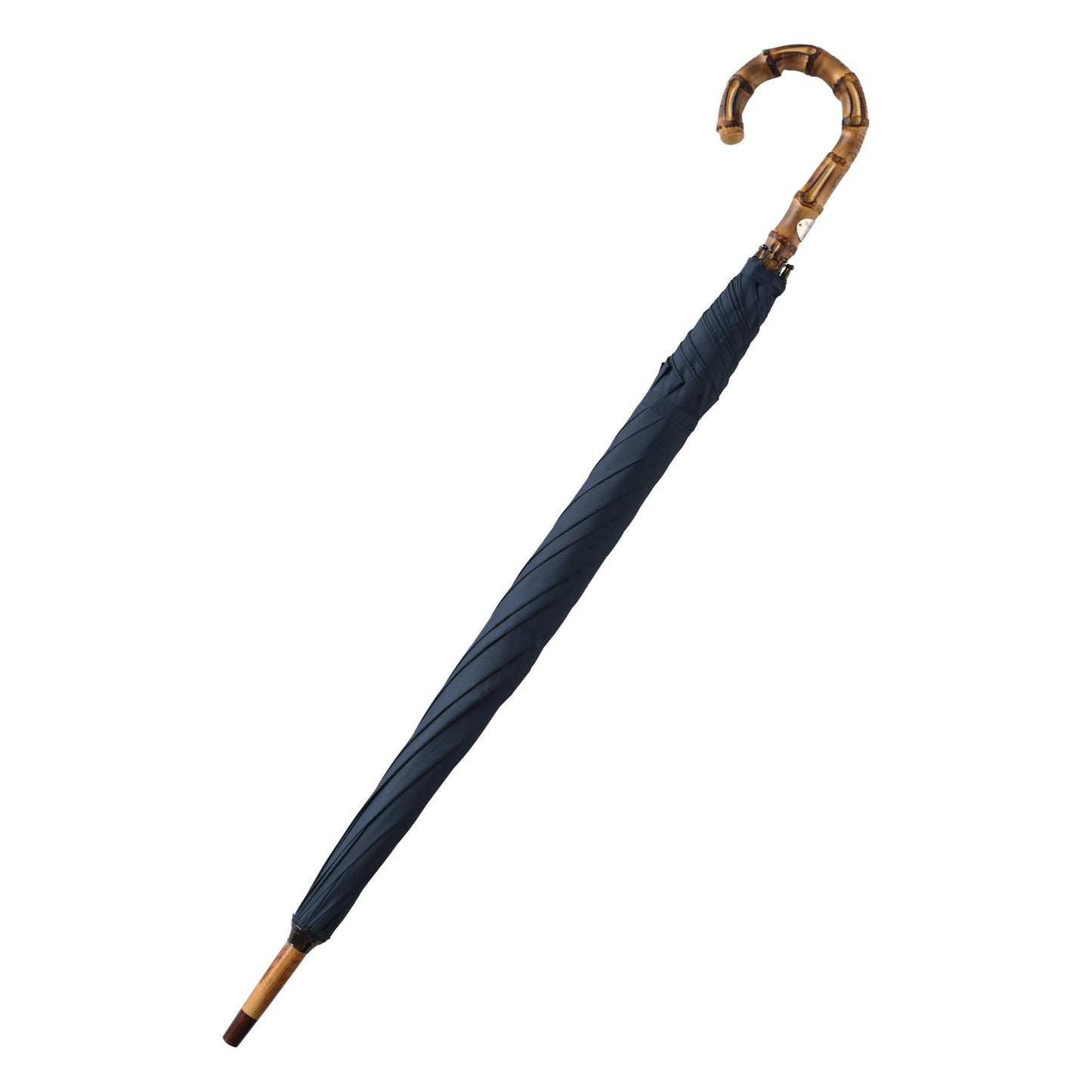 Bontoni Swan-Neck Mounted Bamboo-Handle Umbrella in Blue - SARTALE