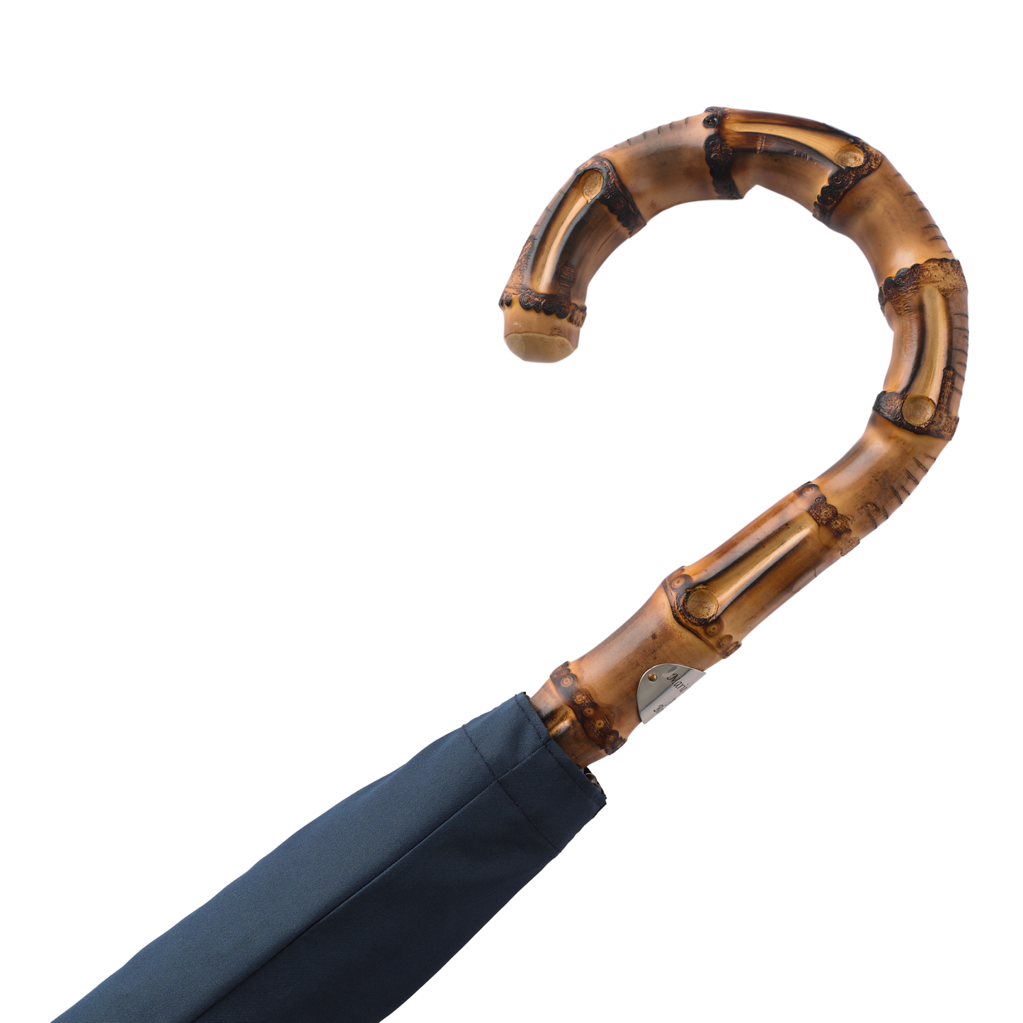 Swan-Neck Mounted Bamboo-Handle Umbrella in Blue