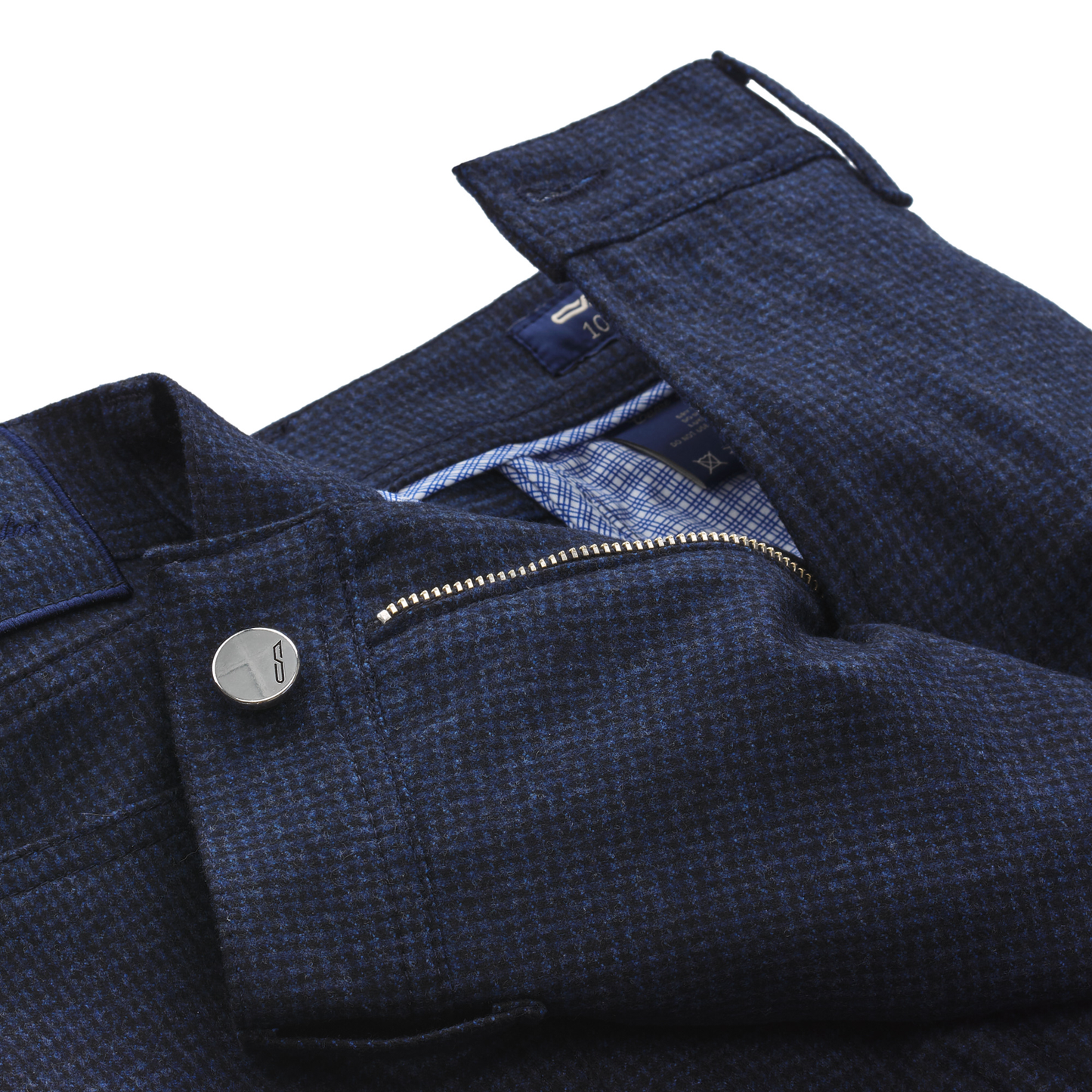 Cesare Attolini Slim-Fit Houndstooth Wool Trousers in Blue - SARTALE