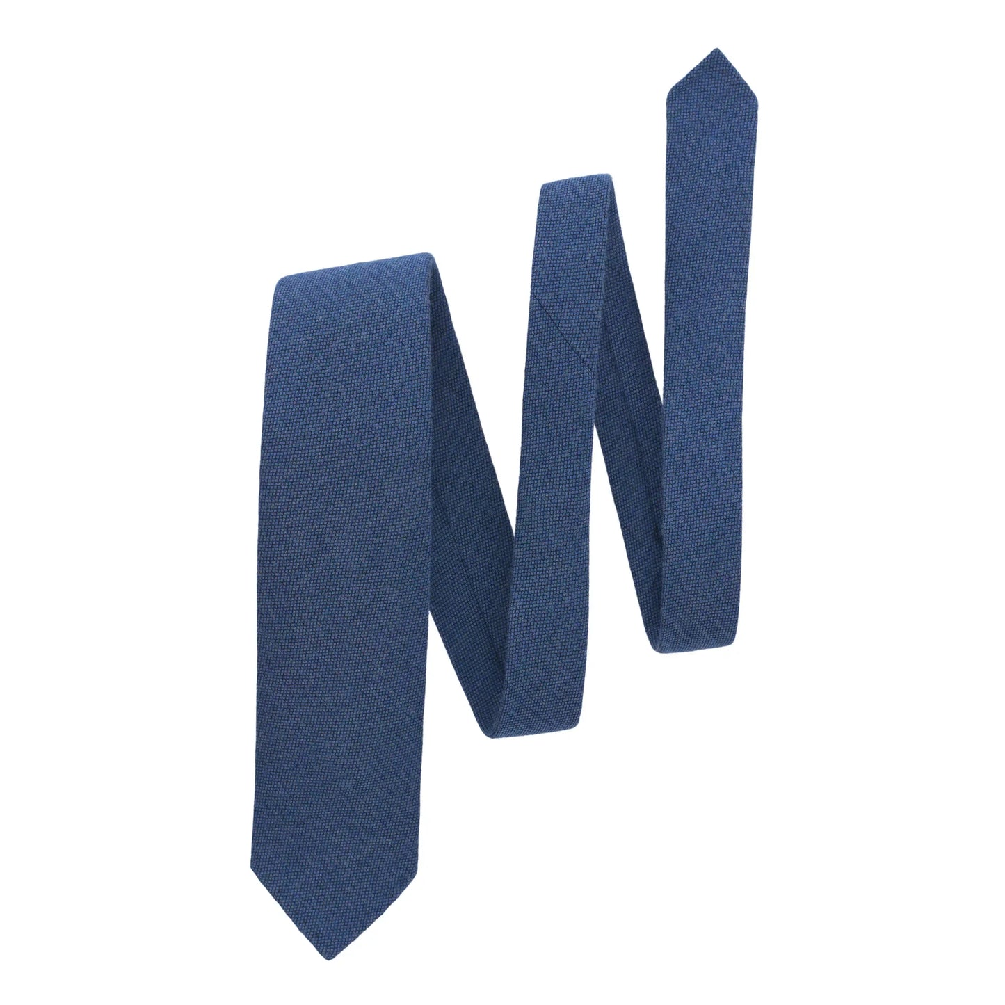 Woven Viscose-Blend Handrolled Blue Tie