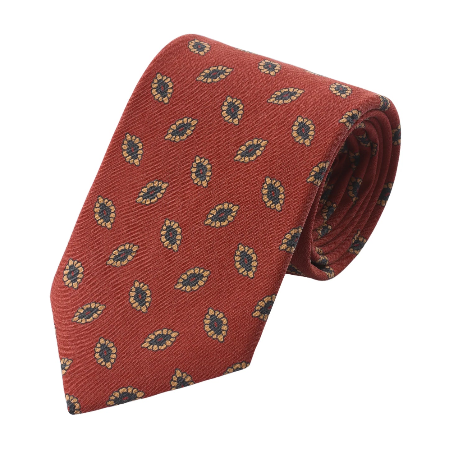 Leaf Printed Silk Tie in Red