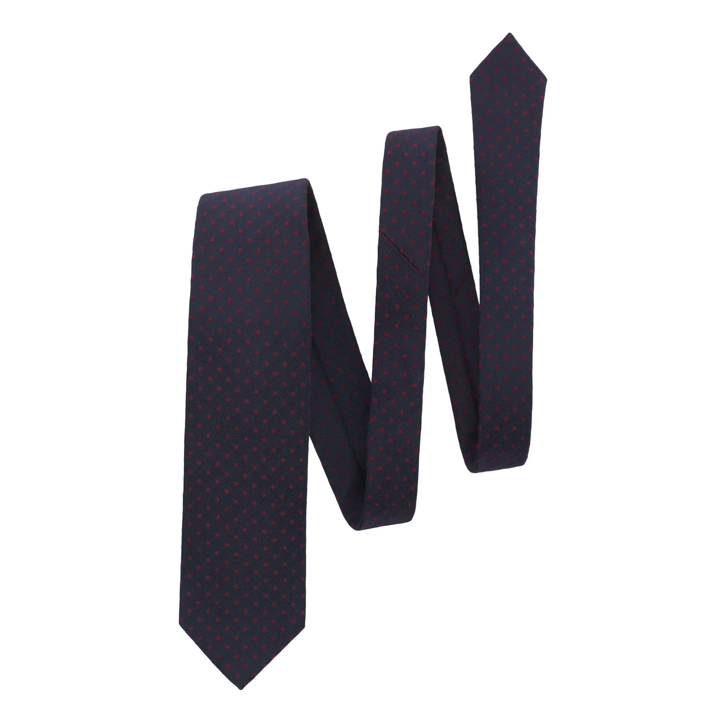 Polka Dot Jacquard Silk Tie in Navy Blue