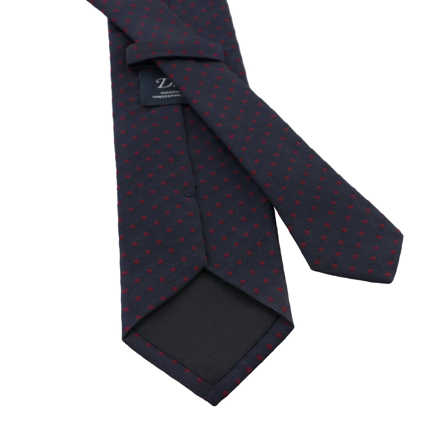 Polka Dot Jacquard Silk Tie in Navy Blue
