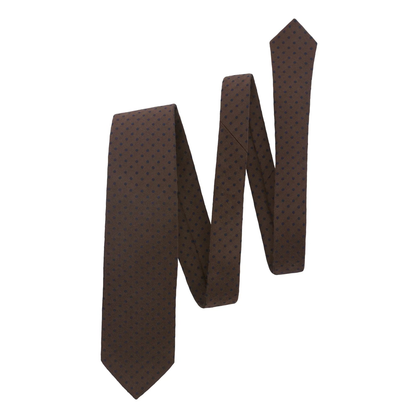 Polka Dot Jacquard Silk Tie in Brown