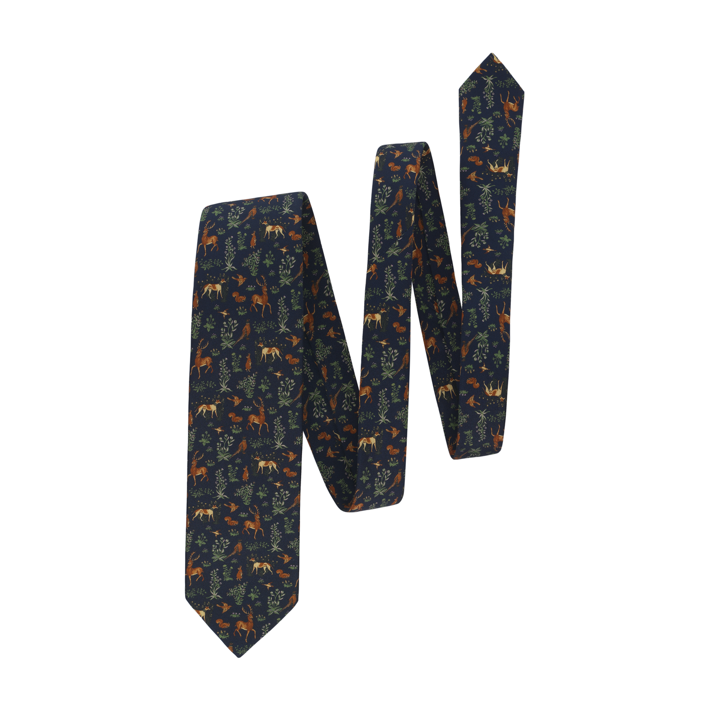 Printed Self-Tipped Silk Navy Tie