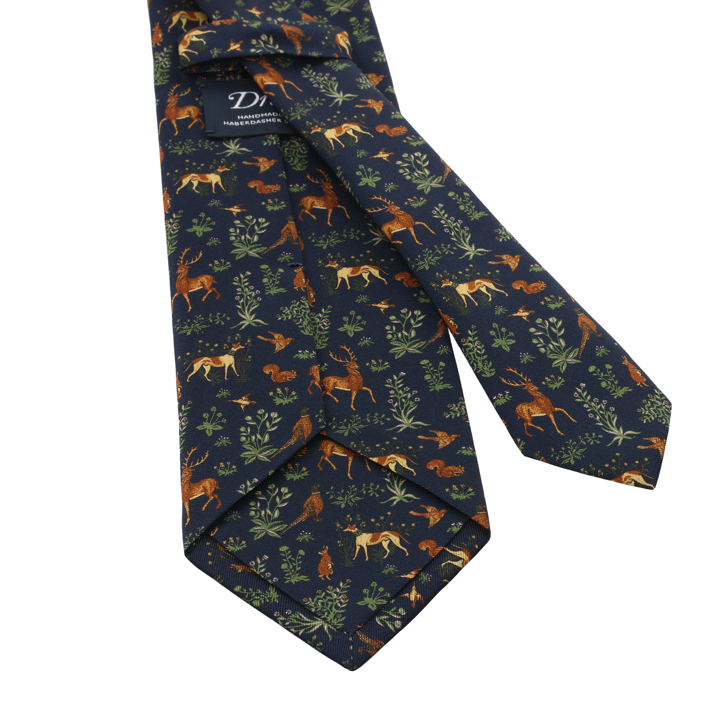 Printed Self-Tipped Silk Navy Tie