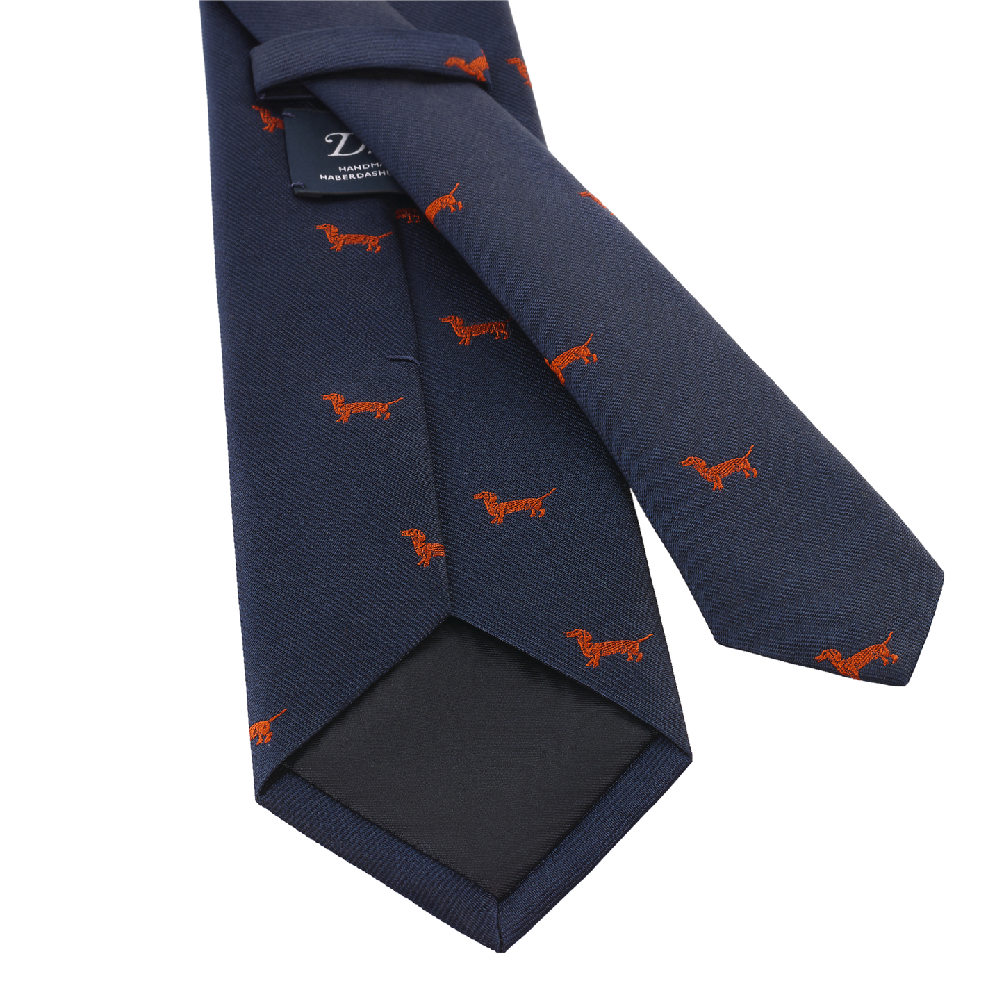 Embroidered Woven Silk Navy Tie with Design