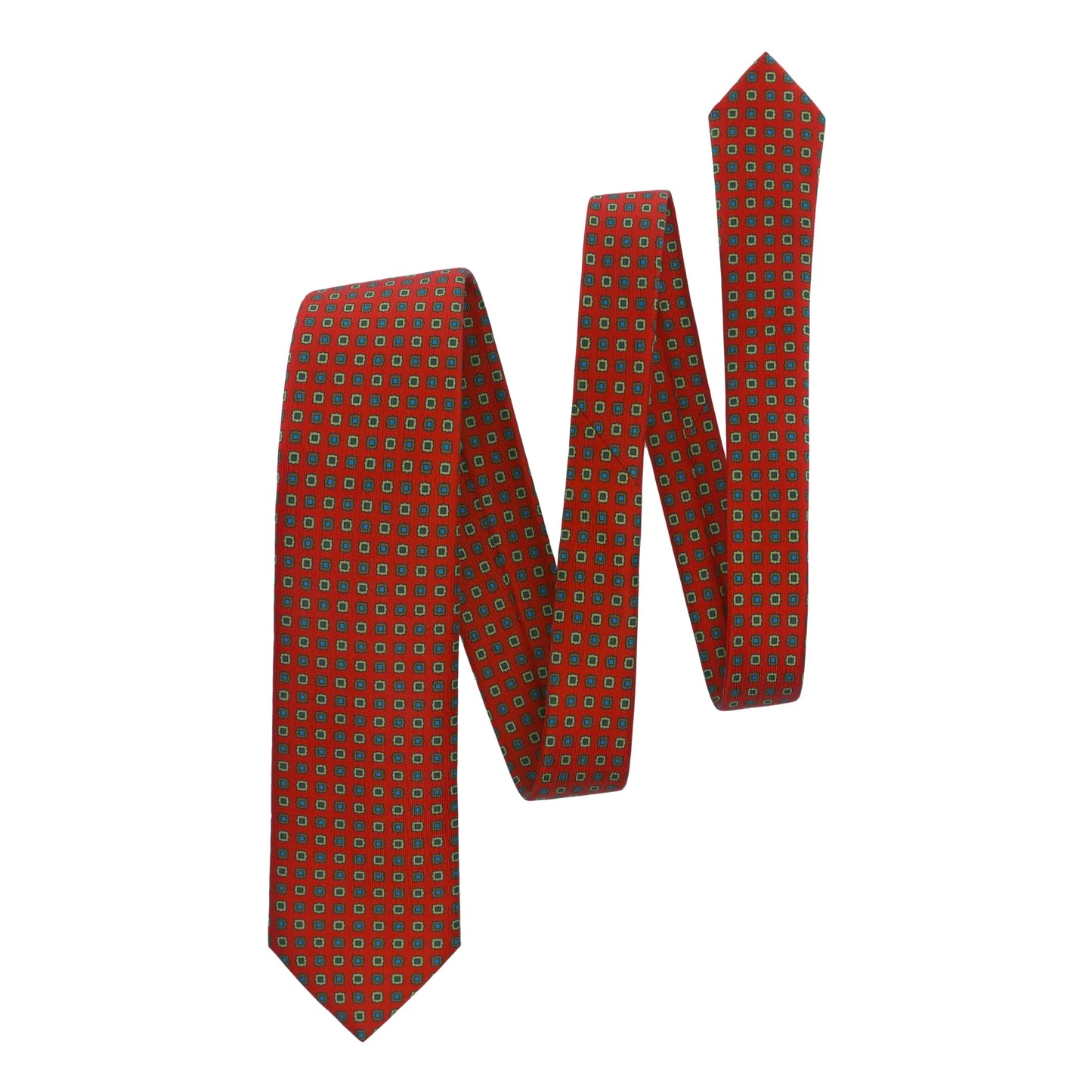 Printed Self-Tipped Silk Tie in Red