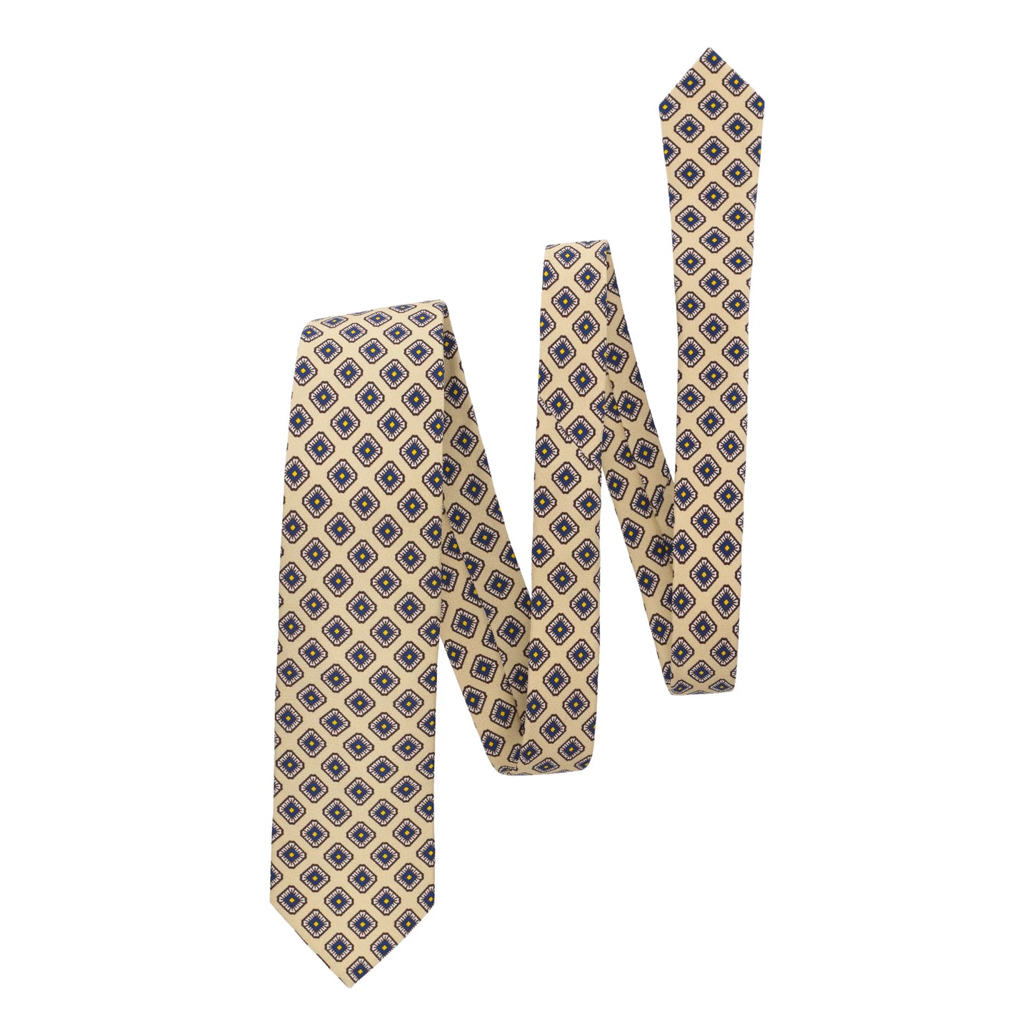 Printed Panama Self-Tipped Silk Tie in Yellow