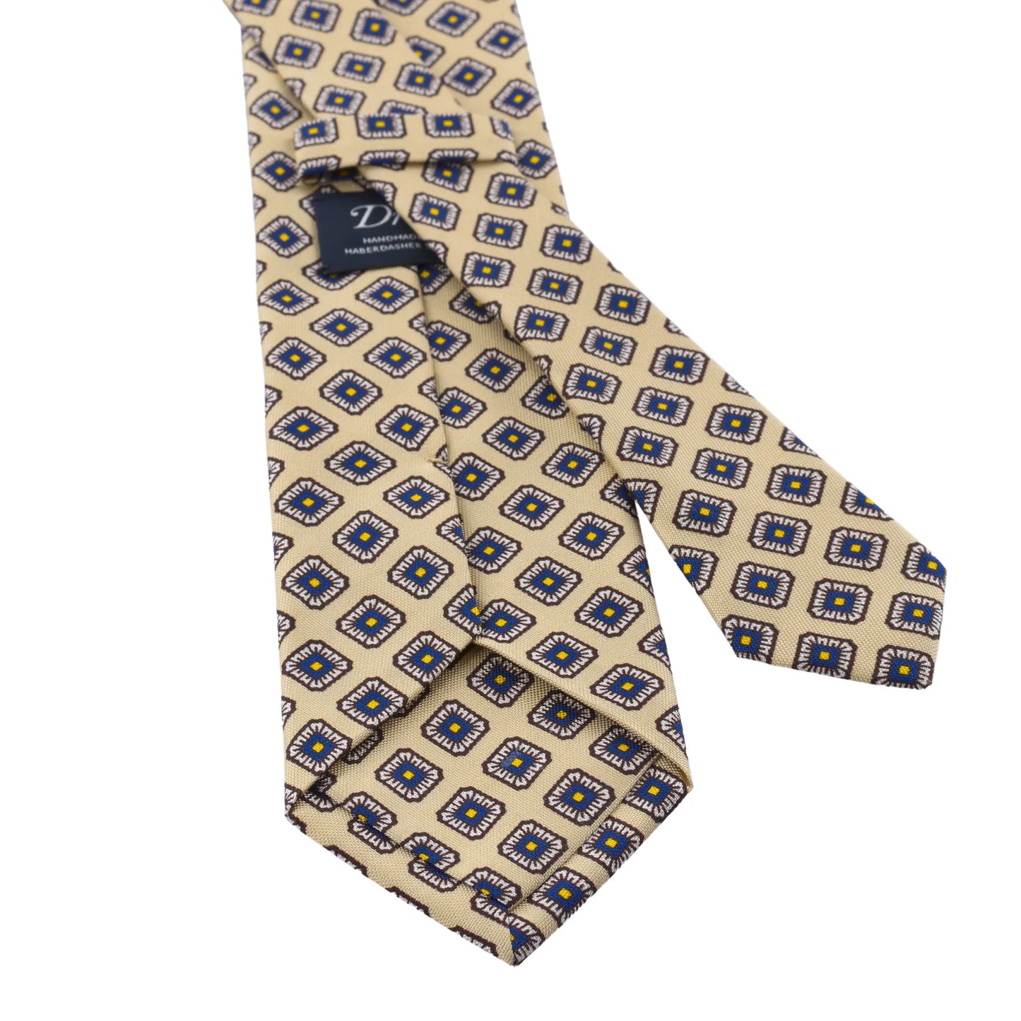 Printed Panama Self-Tipped Silk Tie in Yellow