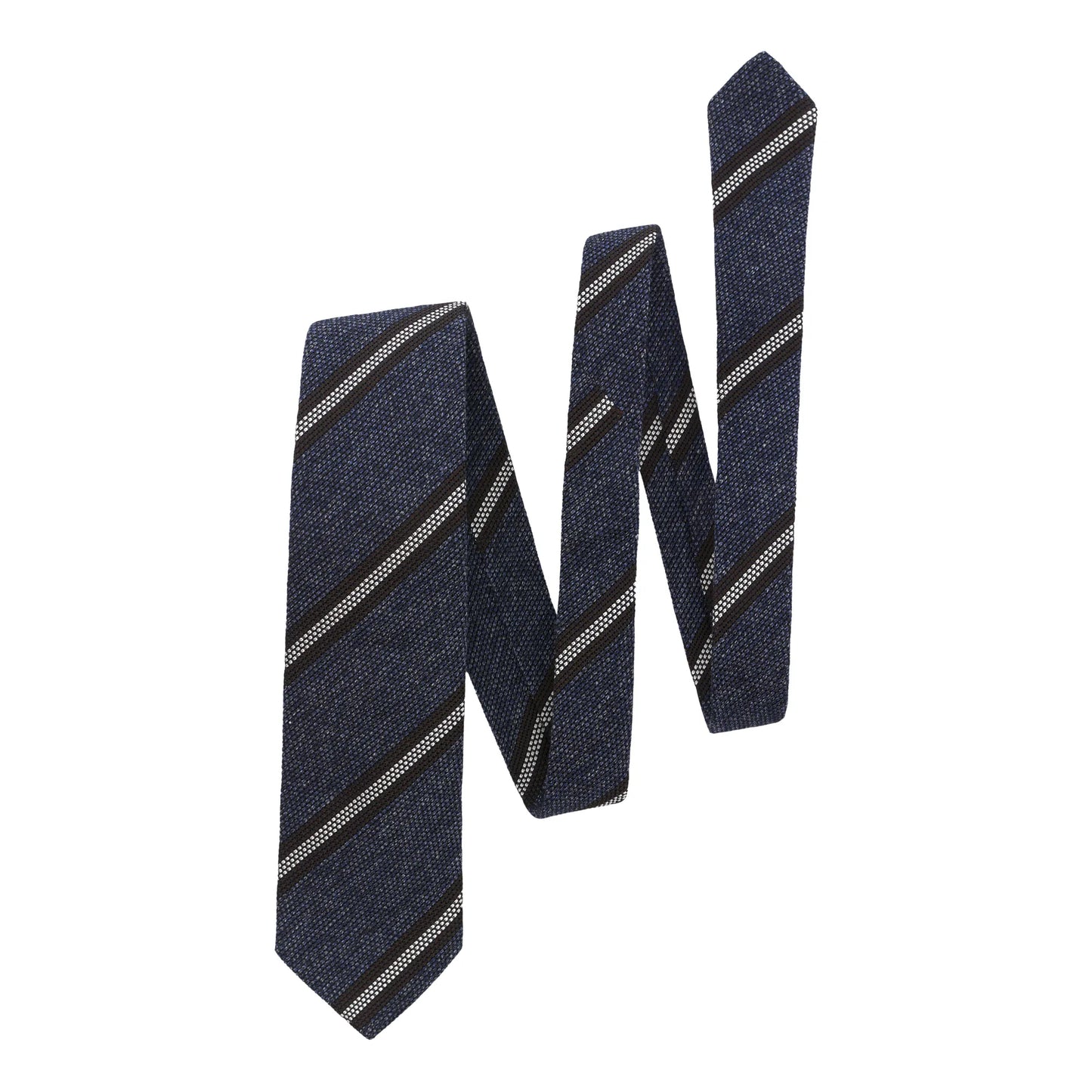Regimental Grenadine Silk, Linen and Wool Tie