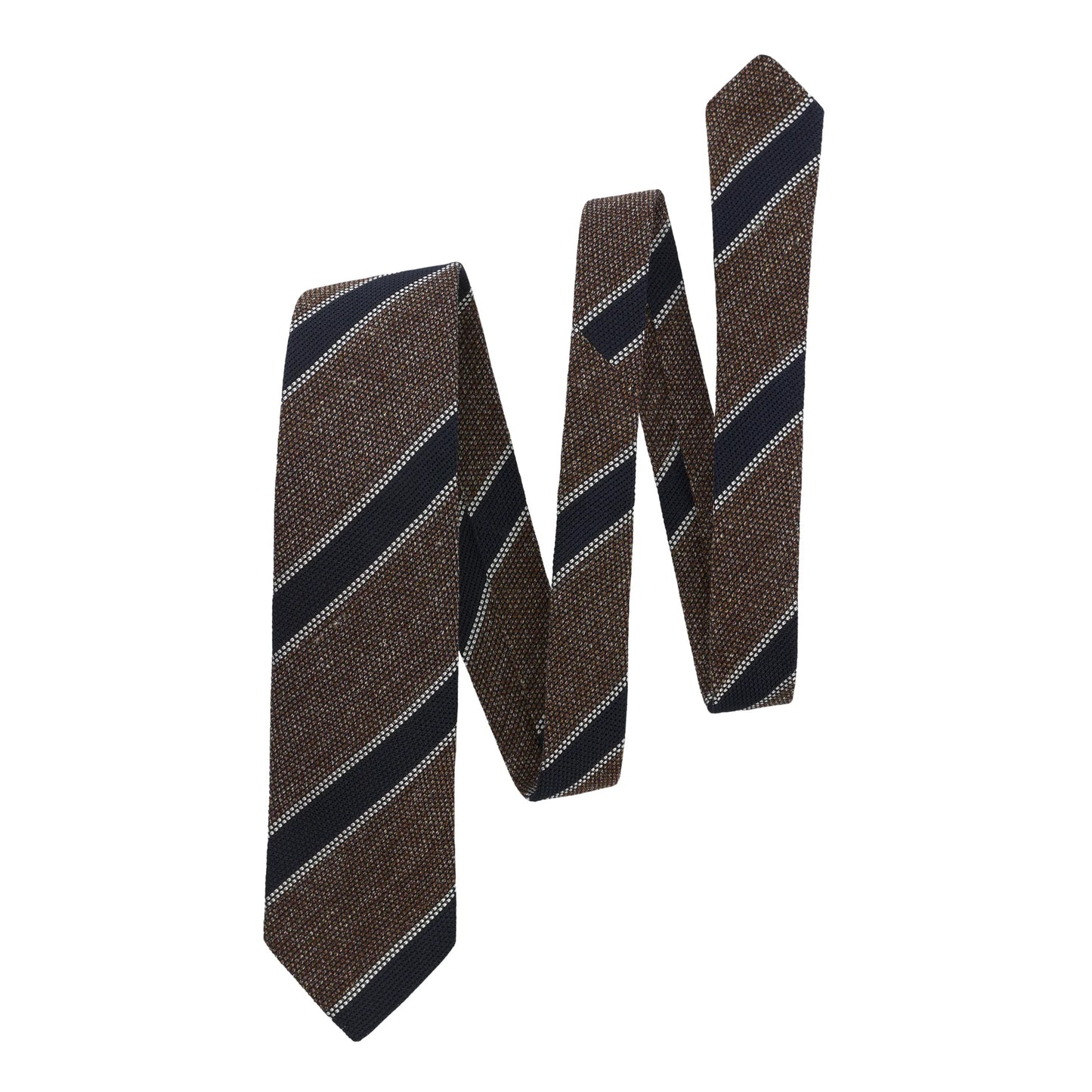 Regimental Grenadine Tie in Brown and Navy